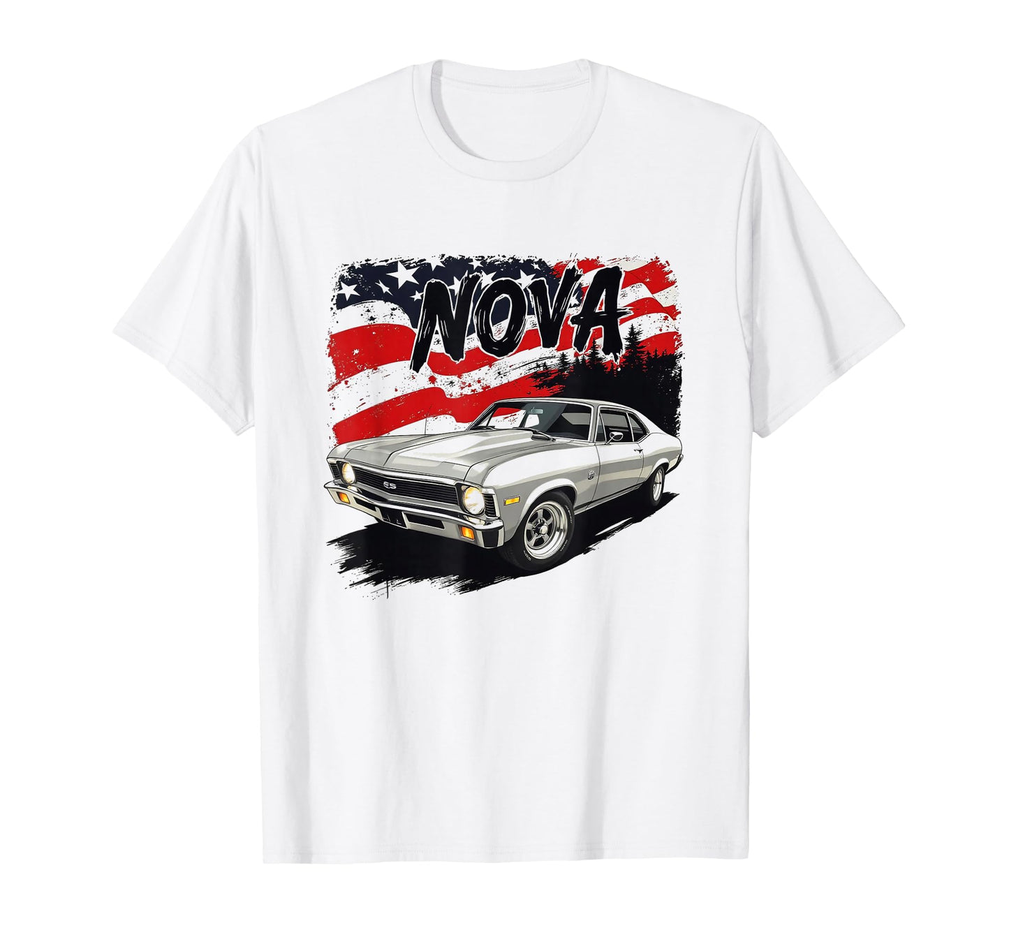1970 70 Nova Ss American Flag Old T-Shirt - Unique Graphic for Adults - T-Shirt, Sweatshirt, Hoodie