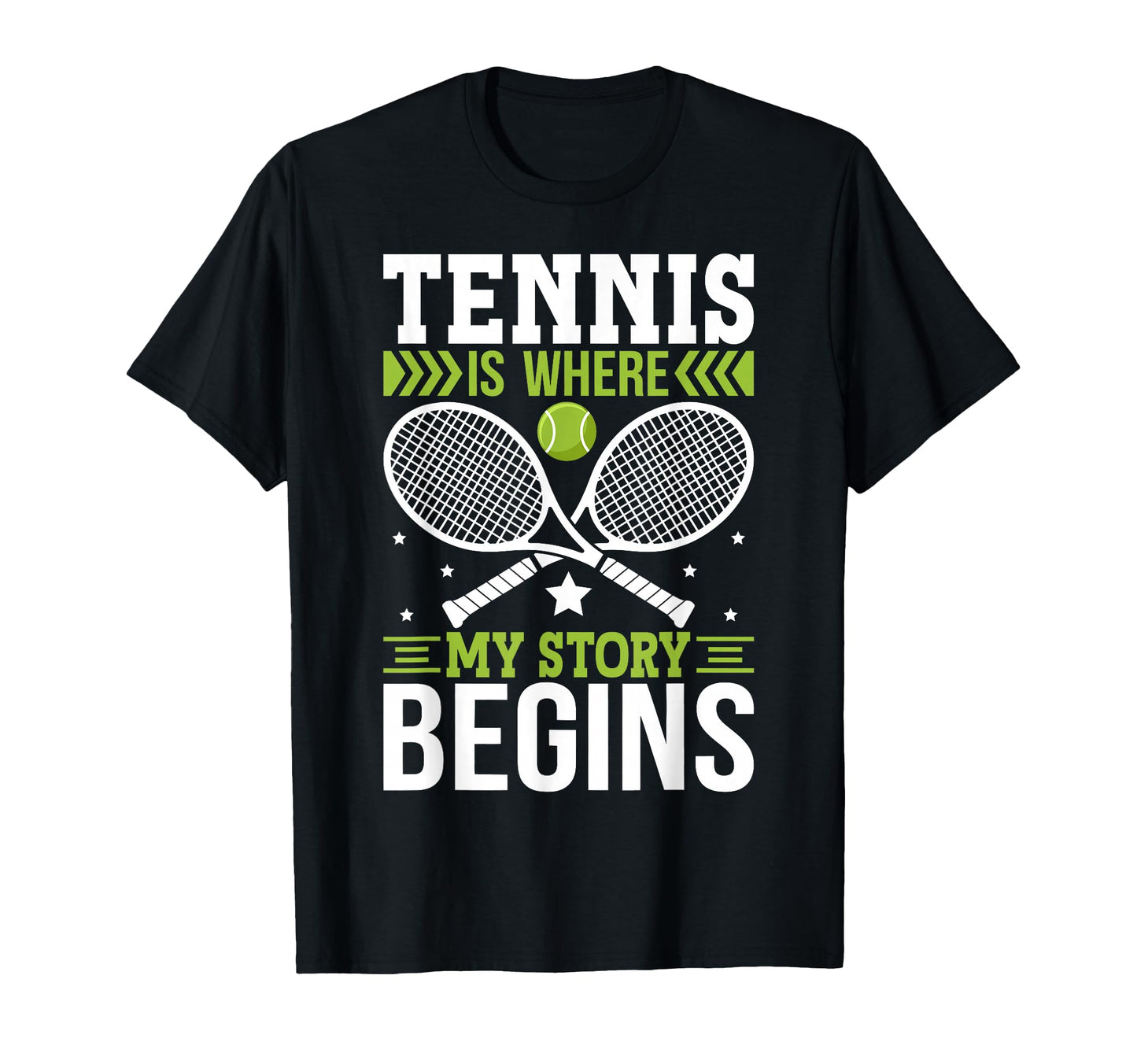 Tennis Story Begins Player Court Match T-Shirt - Novelty Apparel Unisex - T-Shirt, Sweatshirt, Hoodie