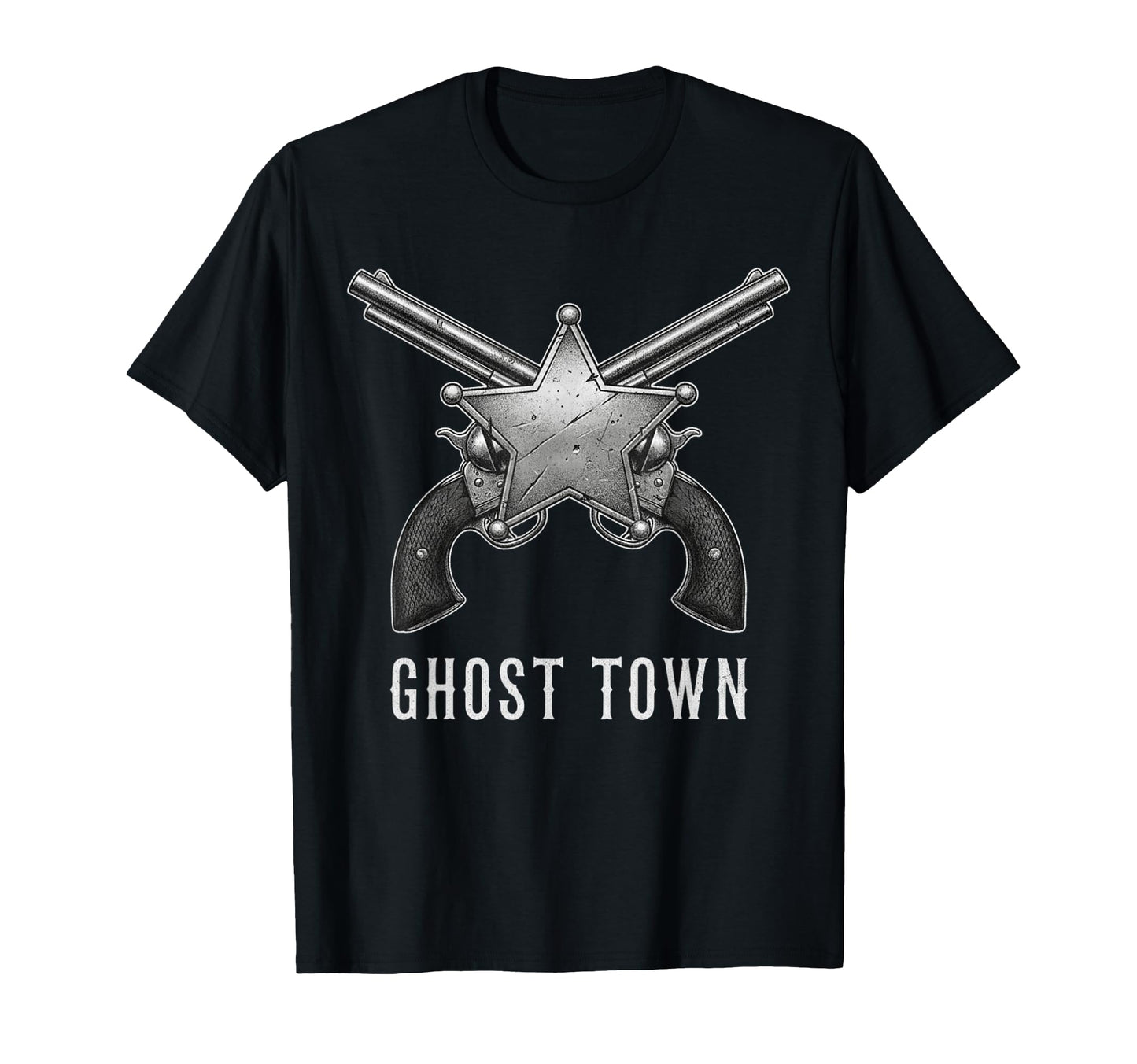 Ghost Town Western Revolvers Cowboy T-Shirt - Minimalist Print for Adults - T-Shirt, Sweatshirt, Hoodie