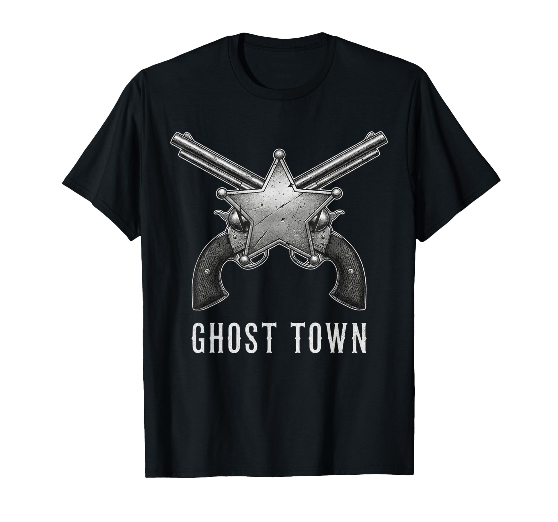 Ghost Town Western Revolvers Cowboy T-Shirt - Minimalist Print for Adults - T-Shirt, Sweatshirt, Hoodie