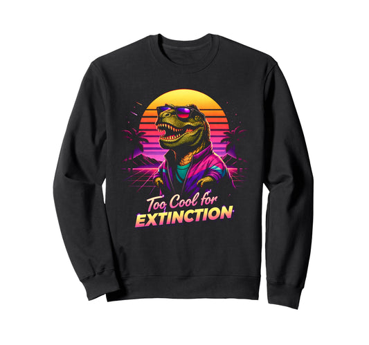 80S Synthwave T Rex Funny Sweatshirt - Aesthetic Graphic Men Women - T-Shirt, Sweatshirt, Hoodie