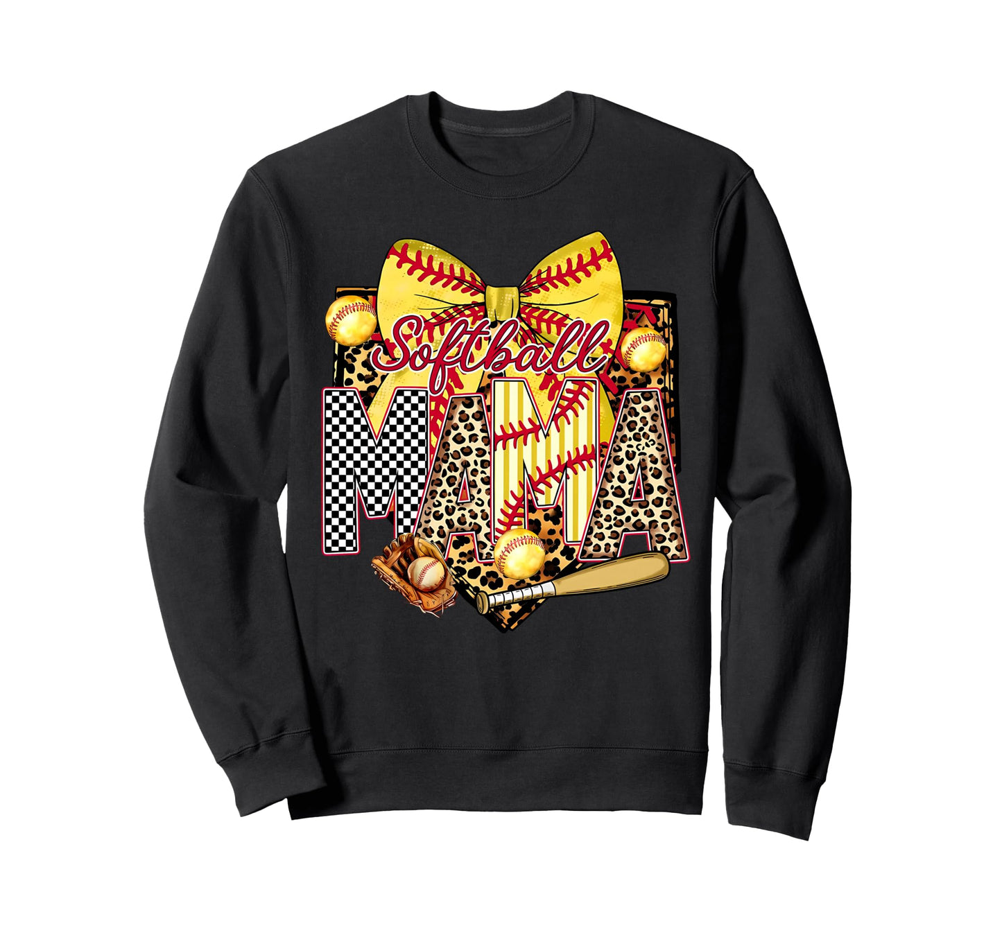 Yellow Leopard Checker Bow Letters Sweatshirt - Minimalist Print Unisex - T-Shirt, Sweatshirt, Hoodie