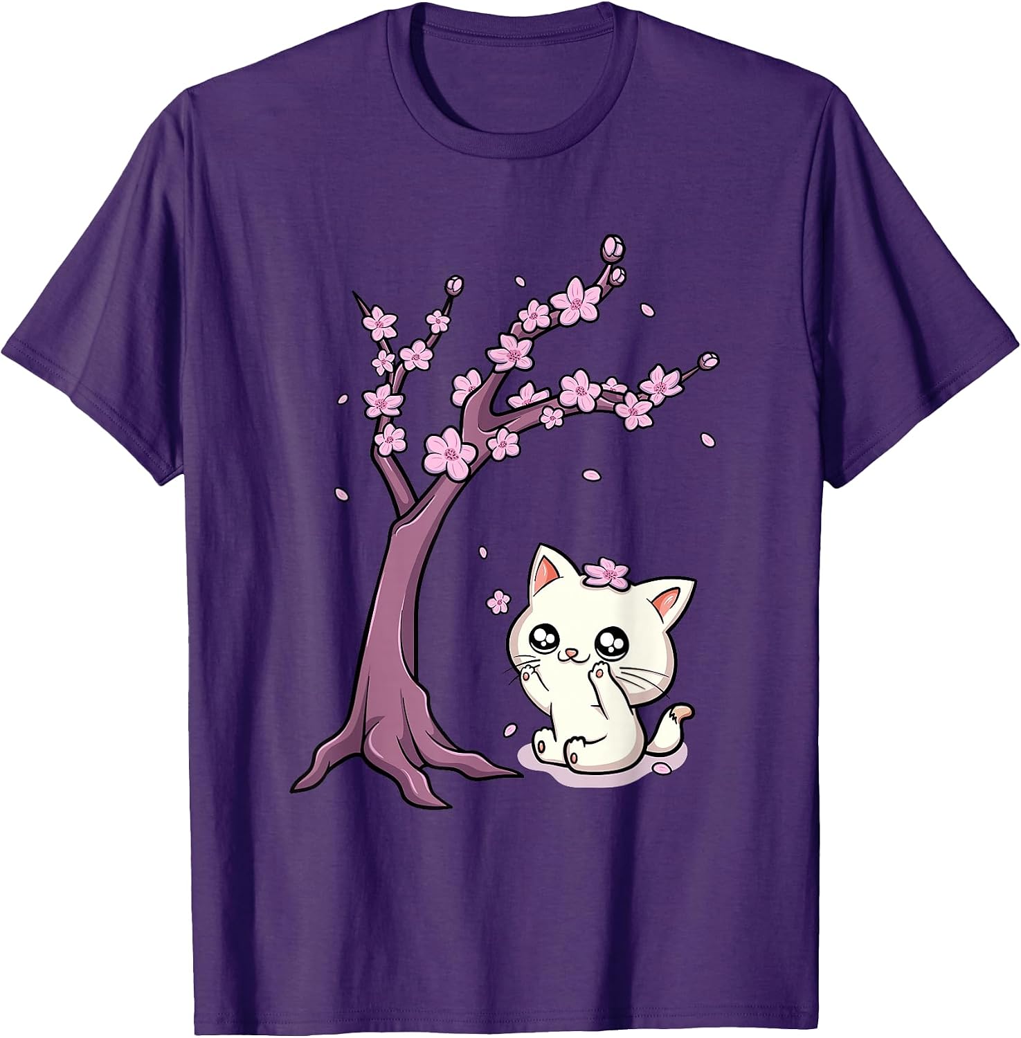 Cherry Blossom Kawaii Baby Cat Cute Kitten Manga - Adult & Kids T-Shirts, Sweatshirts & Hoodies apparel design preview 1