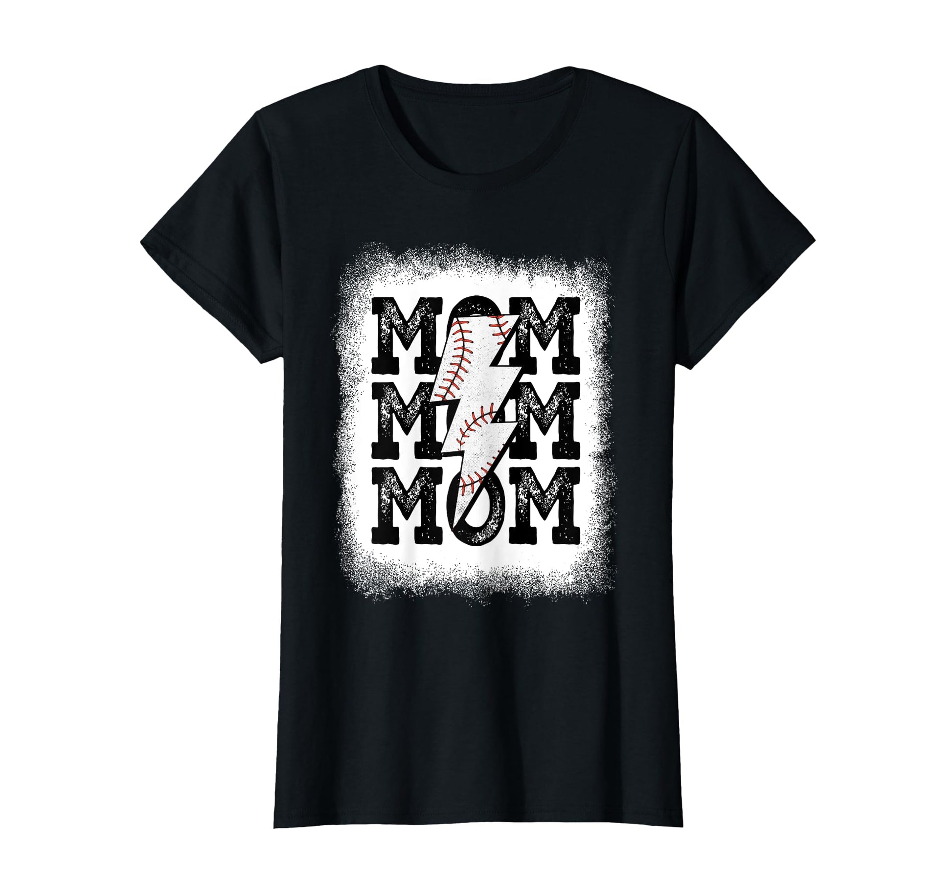 Baseball Mama Distressed Lightning Bolt T-Shirt - Unique Graphic Unisex - T-Shirt, Sweatshirt, Hoodie