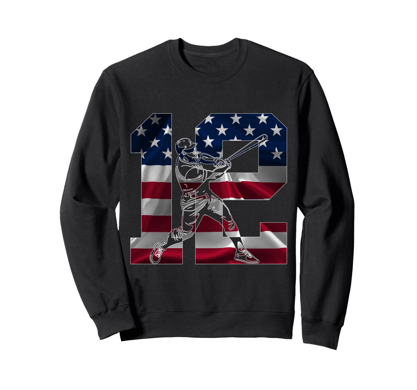 Number 12 Years Baseball 12Th Sweatshirt - Custom Art Print for Adults - T-Shirt, Sweatshirt, Hoodie