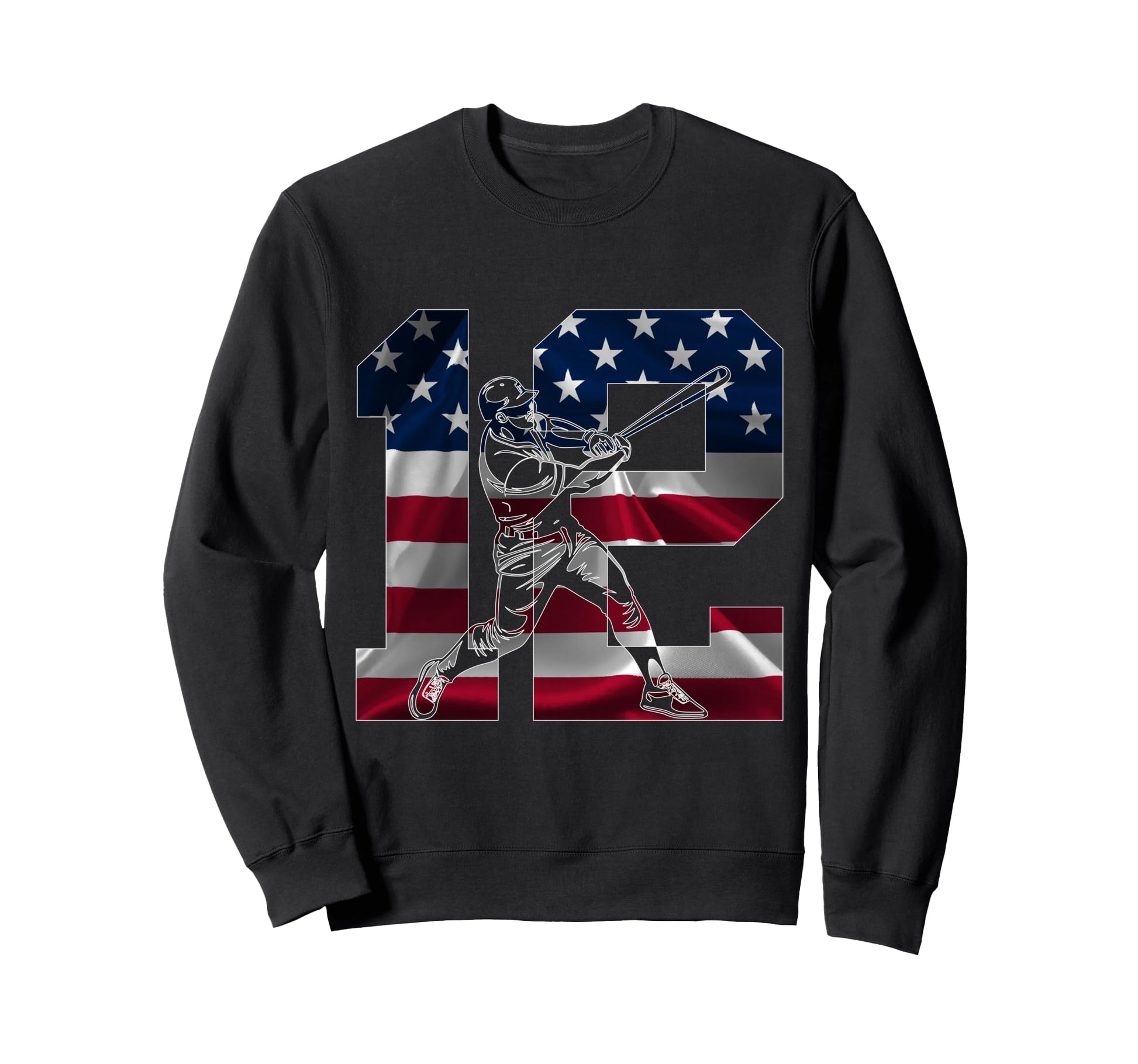 Number 12 Years Baseball 12Th Sweatshirt - Custom Art Print for Adults - T-Shirt, Sweatshirt, Hoodie