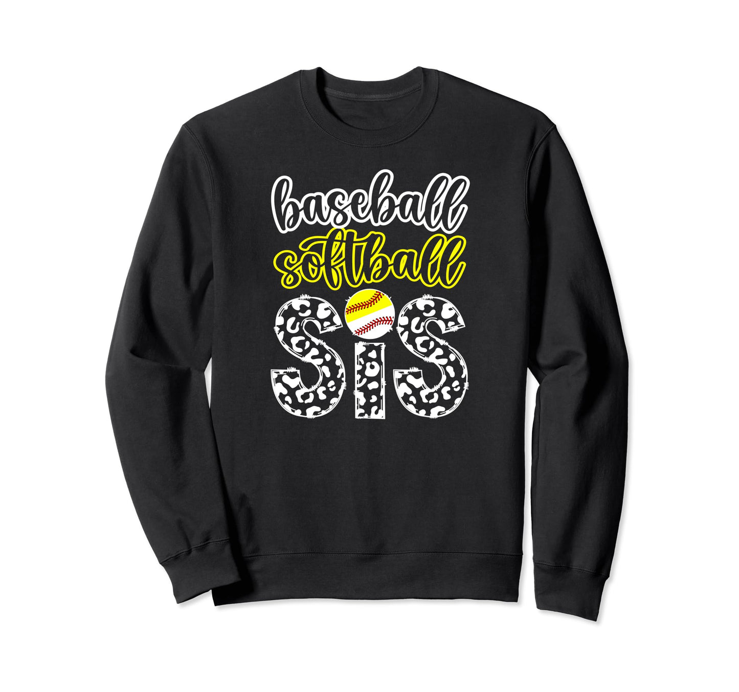 Baseball Softball Sis Leopard Sweatshirt - Aesthetic Graphic for Adults - T-Shirt, Sweatshirt, Hoodie