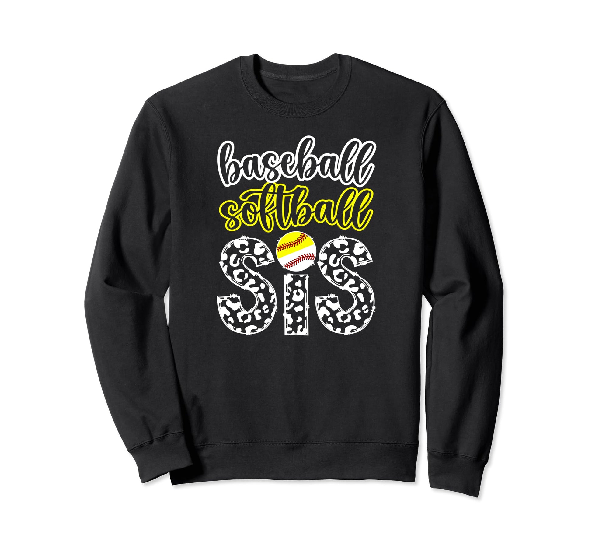 Baseball Softball Sis Leopard Sweatshirt - Aesthetic Graphic for Adults - T-Shirt, Sweatshirt, Hoodie