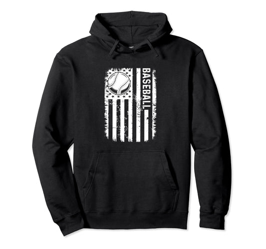 American Flag Baseball Us Flag Usa Hoodie - Casual Everyday Wear Unisex - T-Shirt, Sweatshirt, Hoodie