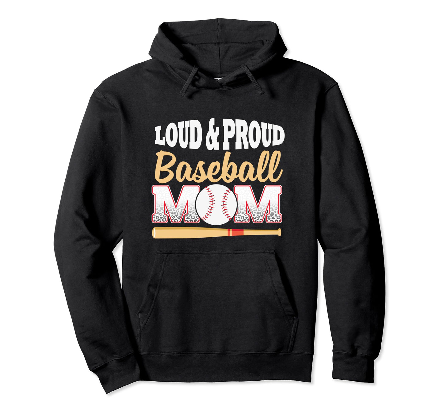 Baseball Mom Leopard Loud And Hoodie - Casual Everyday Wear for Adults - T-Shirt, Sweatshirt, Hoodie