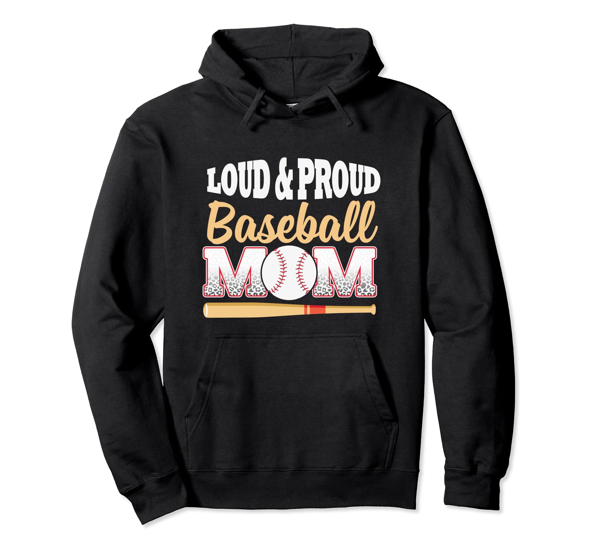 Baseball Mom Leopard Loud And Hoodie - Casual Everyday Wear for Adults - T-Shirt, Sweatshirt, Hoodie
