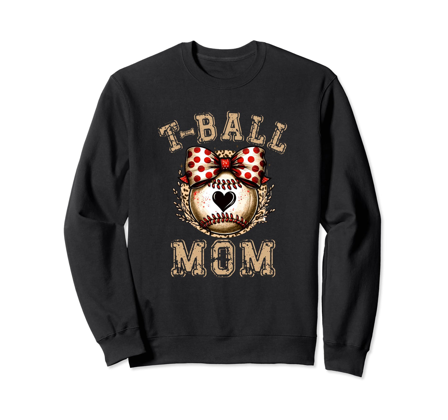 T Ball Mom Ball Bow Baseball Teen Sweatshirt - Aesthetic Graphic Men Women - T-Shirt, Sweatshirt, Hoodie