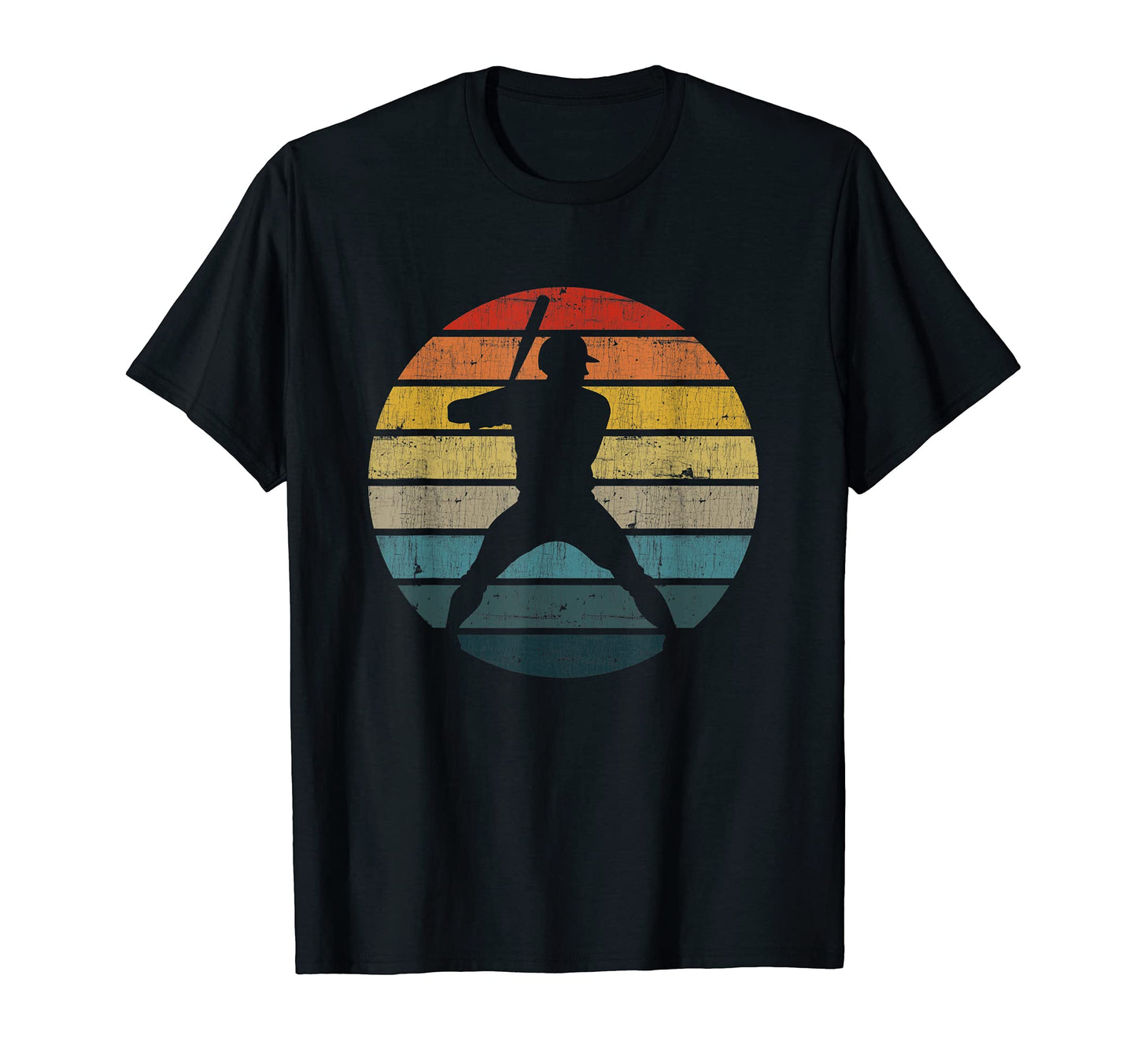 Baseball Silhouette Distressed Sunset T-Shirt - Graphic Print Men Women - T-Shirt, Sweatshirt, Hoodie