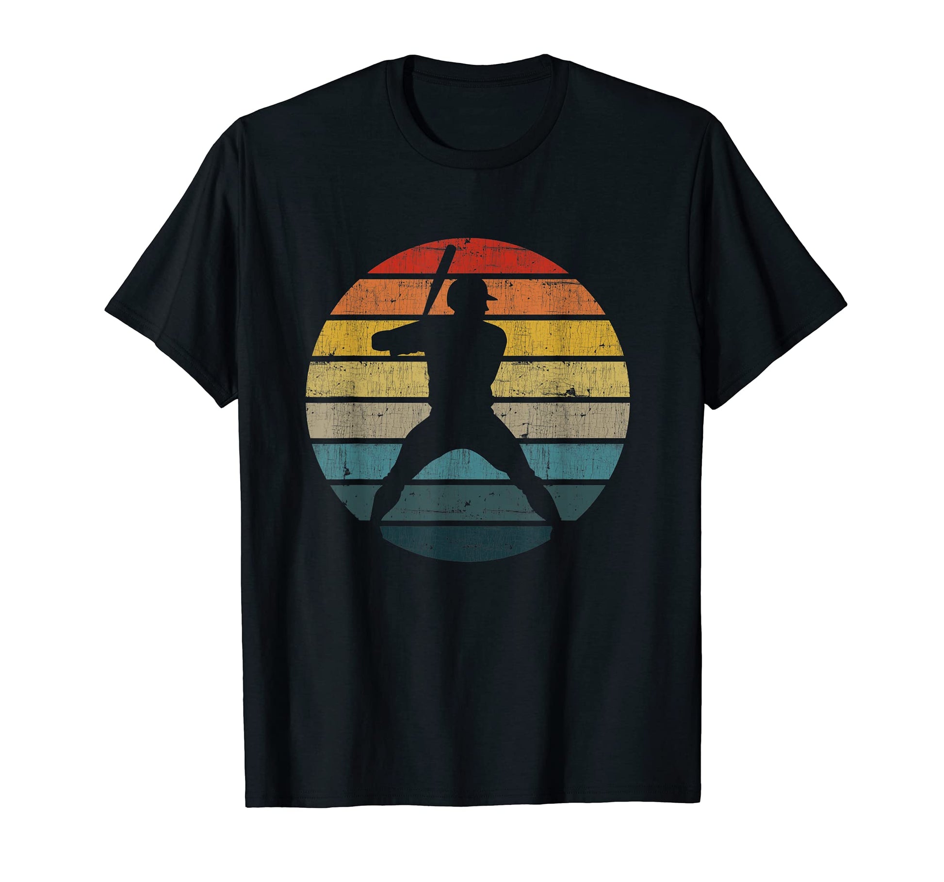 Baseball Silhouette Distressed Sunset T-Shirt - Graphic Print Men Women - T-Shirt, Sweatshirt, Hoodie
