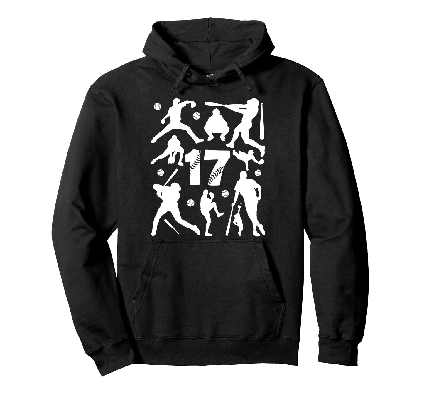 Number 17 Years Baseball 17Th Hoodie - Fun Novelty Design Men Women - T-Shirt, Sweatshirt, Hoodie