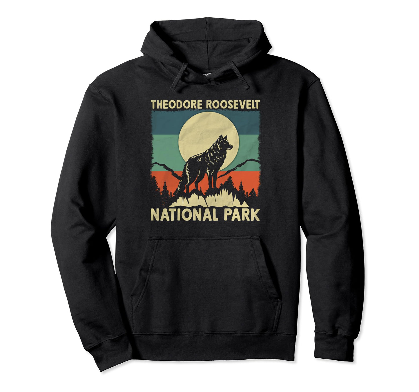 Wolf Theodore Roosevelt National Park Hoodie - Unique Graphic Men Women - T-Shirt, Sweatshirt, Hoodie