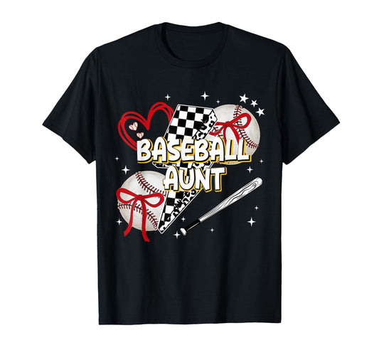 Baseball Aunt Heart Leopard Bow T-Shirt - Streetwear Style for Adults - T-Shirt, Sweatshirt, Hoodie