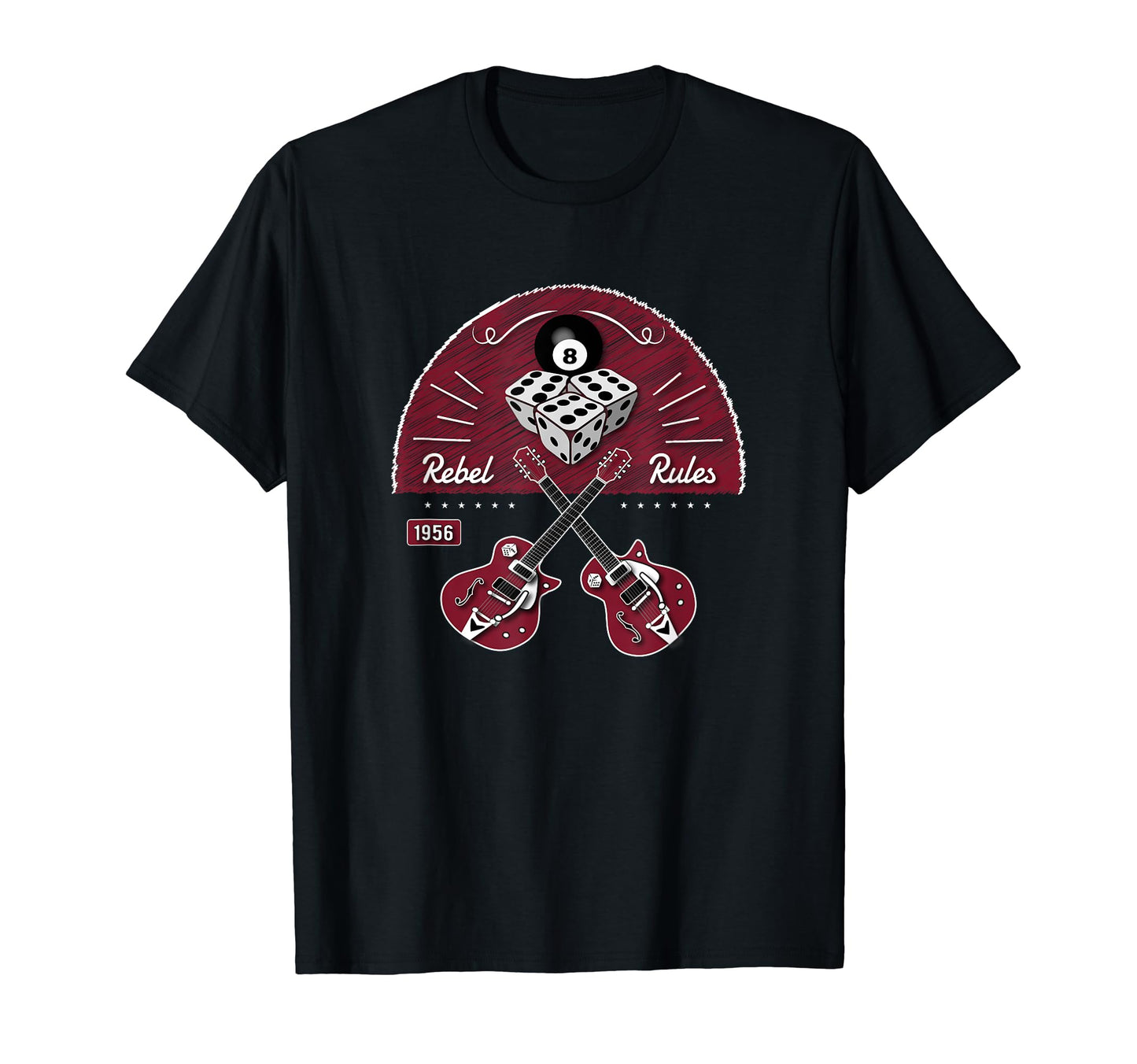Rock Rockabilly 1950S Crossed Guitars T-Shirt - Unique Graphic Men Women - T-Shirt, Sweatshirt, Hoodie