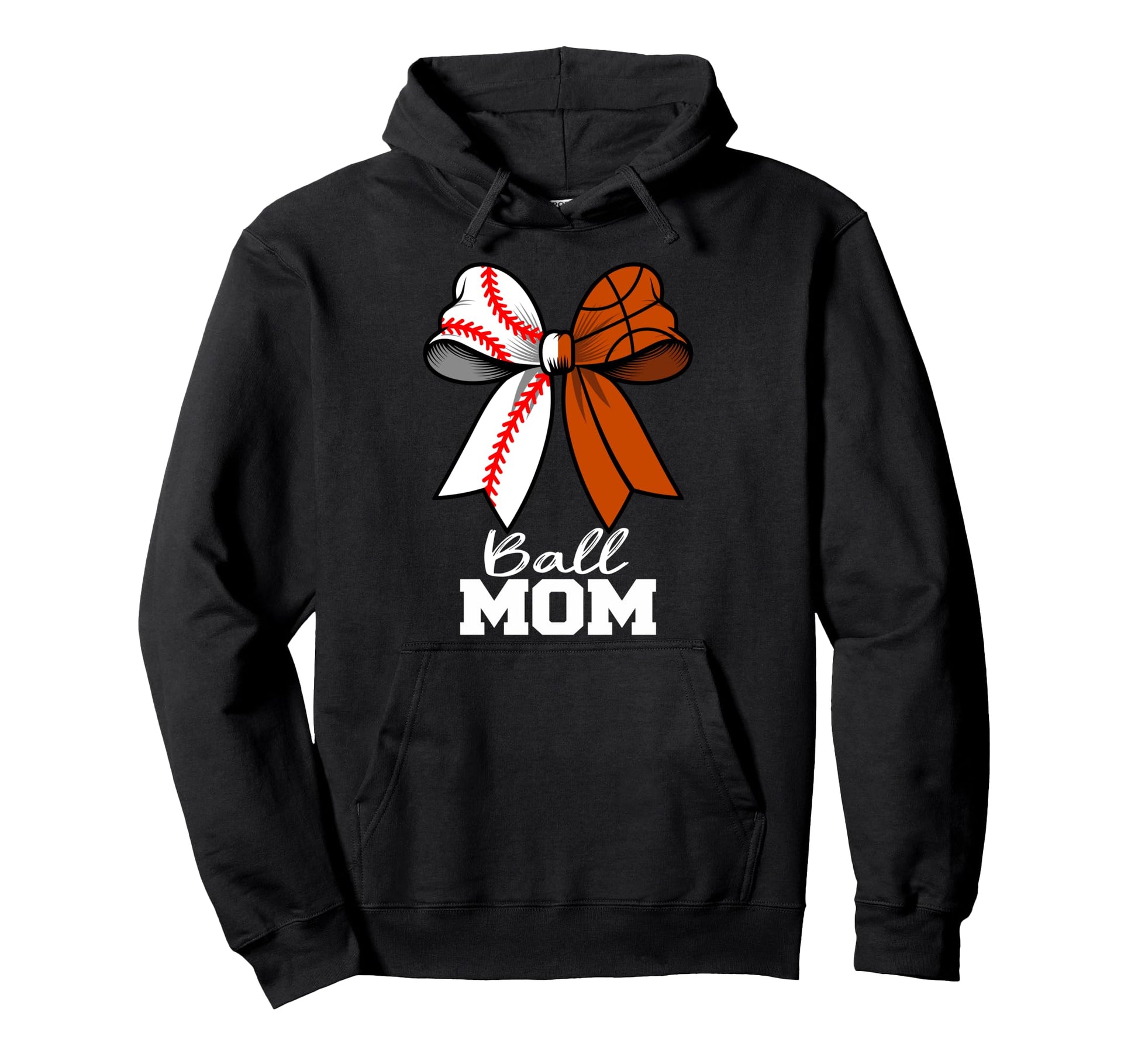Ball Mom Baseball Basketball Mom Coquette Hoodie - Unique Graphic Unisex - T-Shirt, Sweatshirt, Hoodie