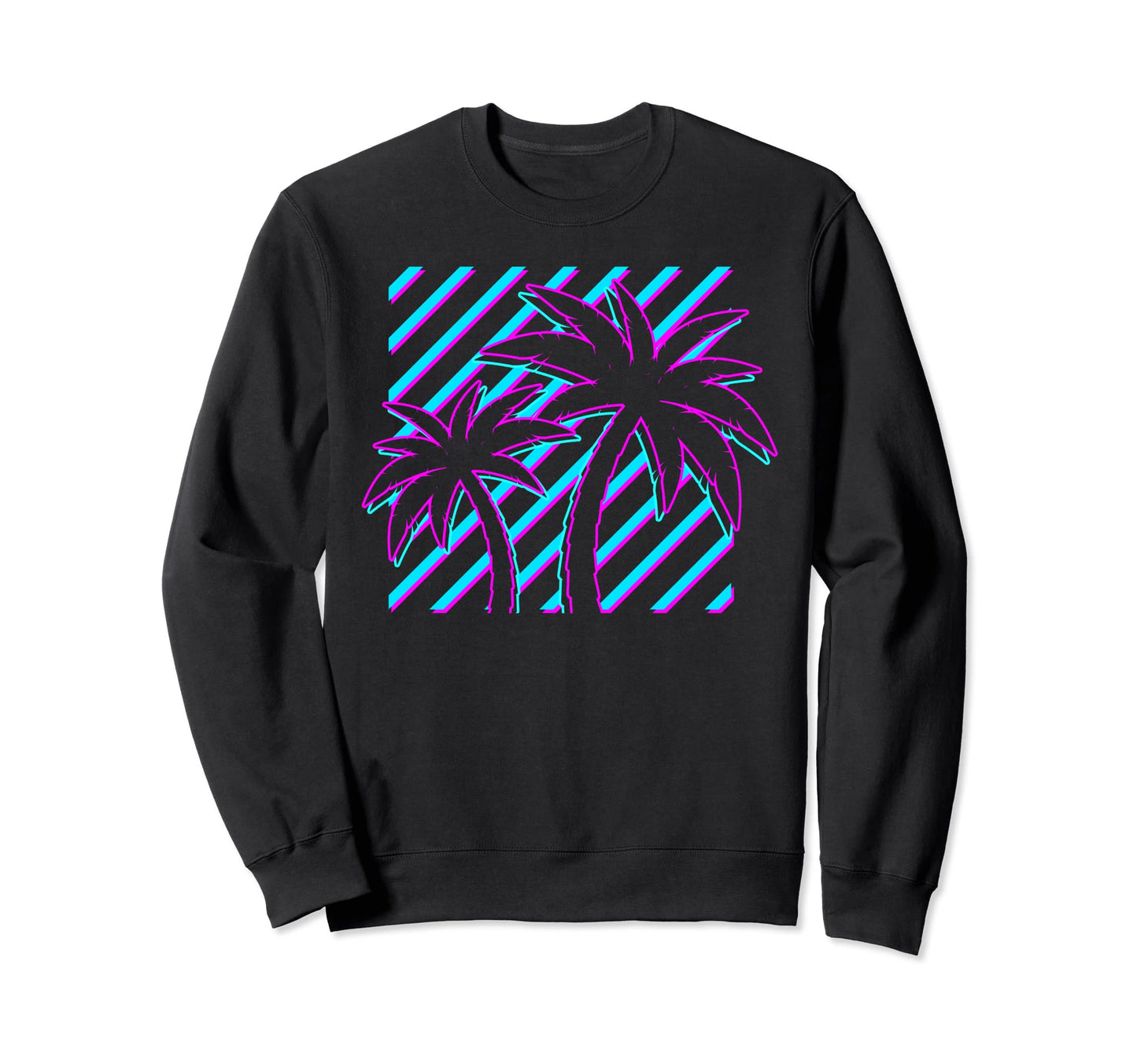 Retrowave Synthwave Vaporwave Palm Trees Sweatshirt - Graphic Print Unisex - T-Shirt, Sweatshirt, Hoodie