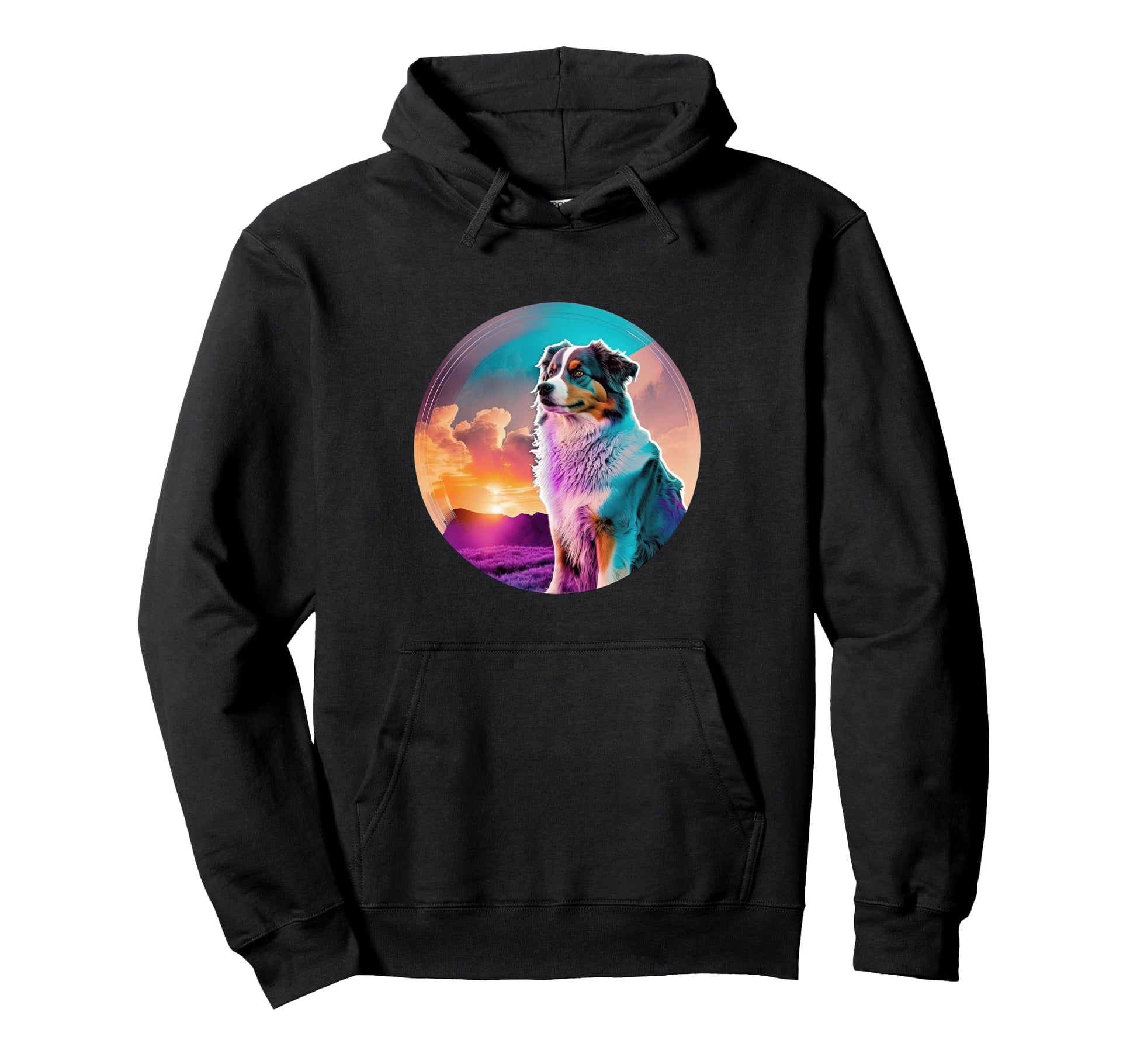 Australian Shepherd 80S Aesthetic Hoodie - Fun Novelty Design Men Women - T-Shirt, Sweatshirt, Hoodie