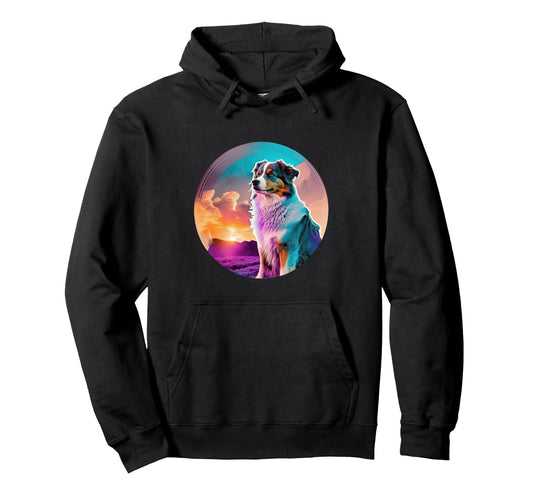 Australian Shepherd 80S Aesthetic Hoodie - Fun Novelty Design Men Women - T-Shirt, Sweatshirt, Hoodie