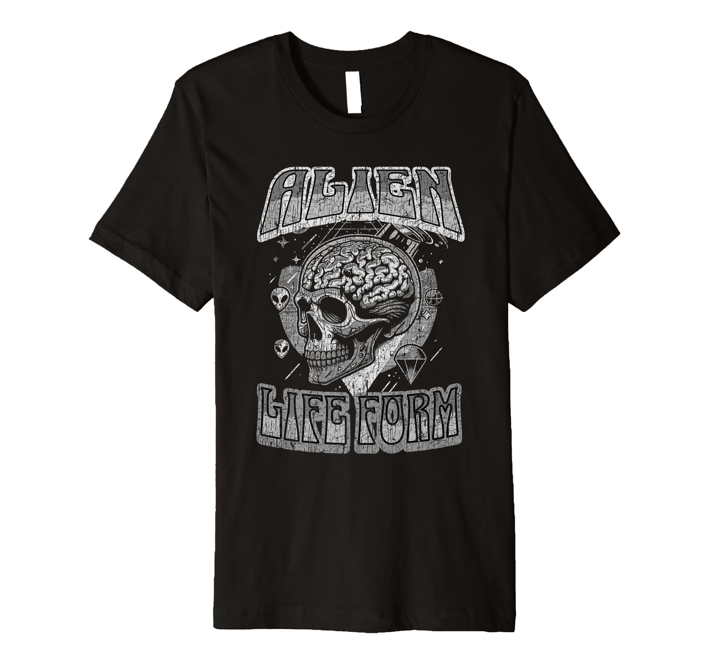Alien Life Form Alien Head 60S Hippy T-Shirt - Custom Art Print Unisex - T-Shirt, Sweatshirt, Hoodie