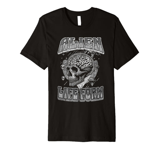 Alien Life Form Alien Head 60S Hippy T-Shirt - Custom Art Print Unisex - T-Shirt, Sweatshirt, Hoodie