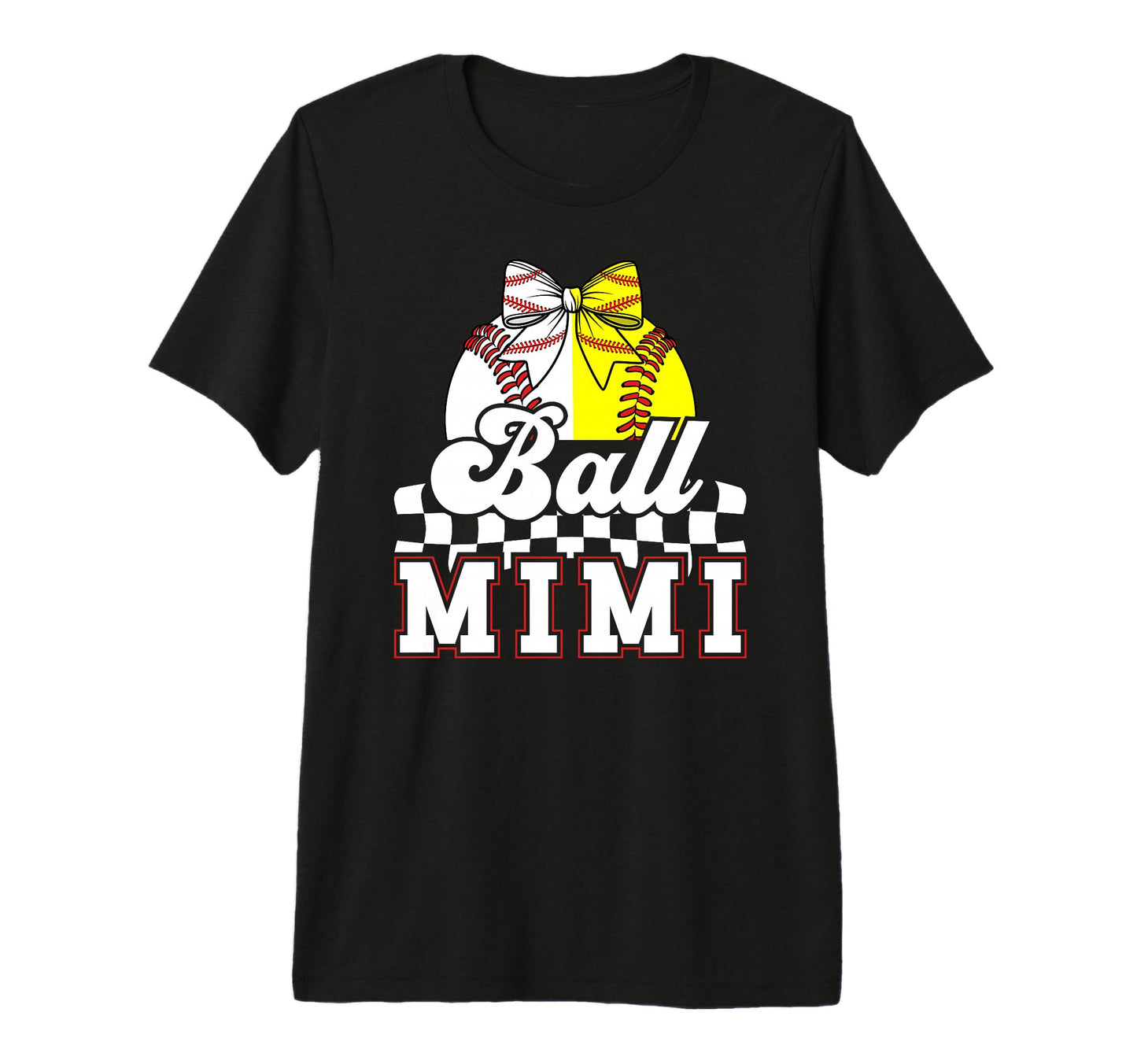 Ball Mimi Grandma Coquette Baseball T-Shirt - Minimalist Print Unisex - T-Shirt, Sweatshirt, Hoodie