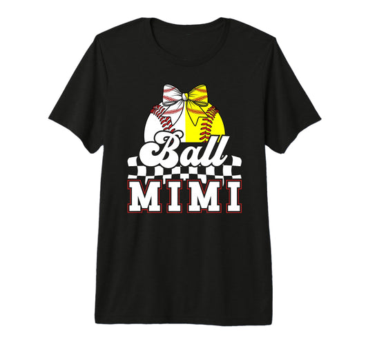 Ball Mimi Grandma Coquette Baseball T-Shirt - Minimalist Print Unisex - T-Shirt, Sweatshirt, Hoodie