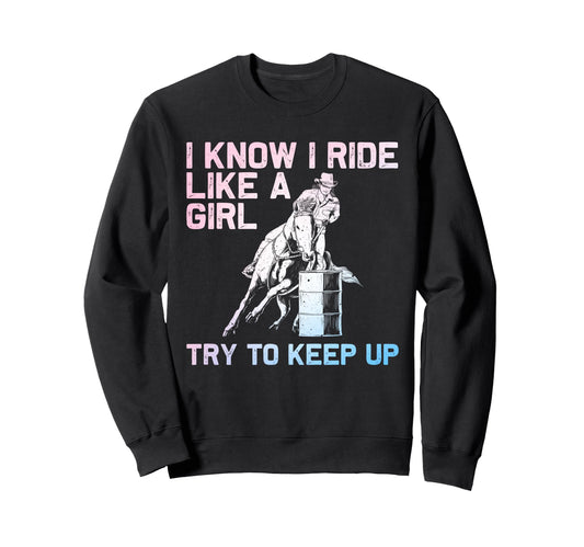 Barrel Racing Cowgirl Barrel Sweatshirt - Casual Everyday Wear Unisex - T-Shirt, Sweatshirt, Hoodie