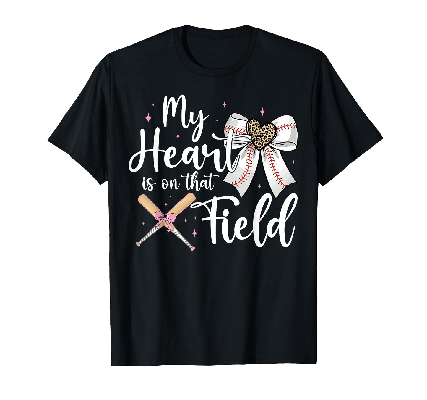 Baseball Mom My Heart Is That Field Bow T-Shirt - Unique Graphic Men Women - T-Shirt, Sweatshirt, Hoodie