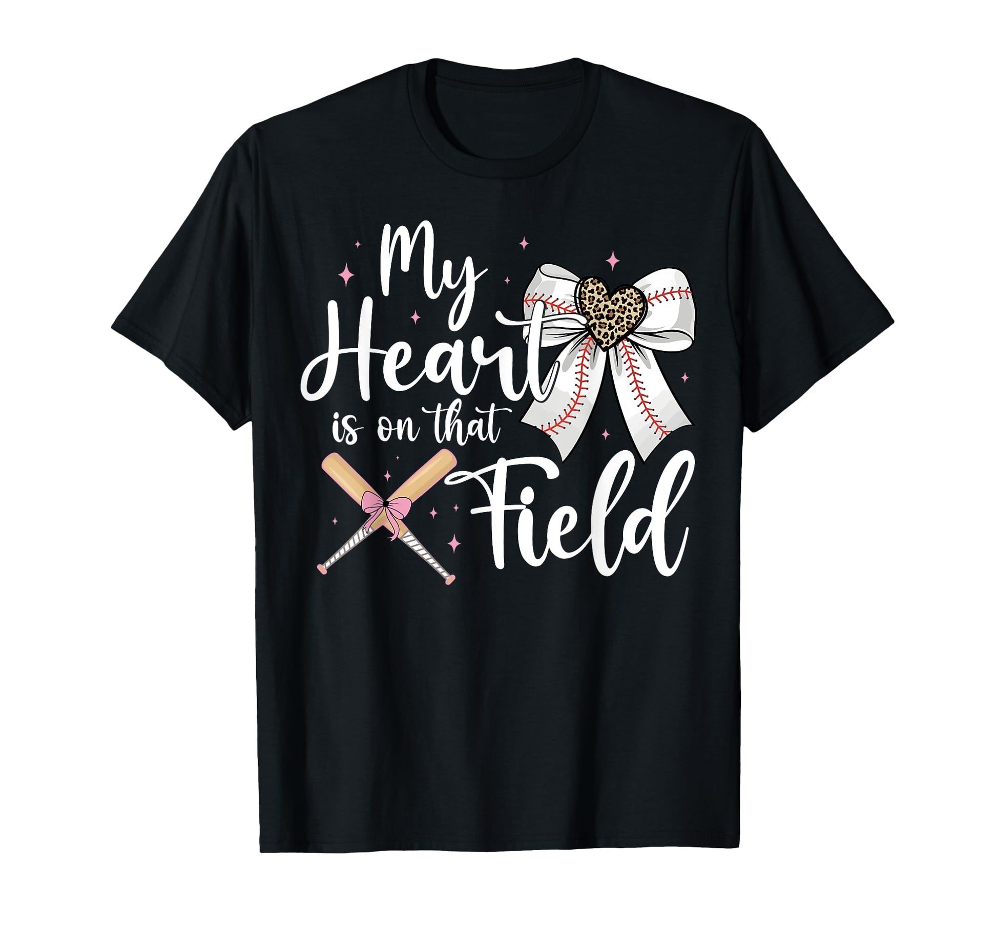 Baseball Mom My Heart Is That Field Bow T-Shirt - Unique Graphic Men Women - T-Shirt, Sweatshirt, Hoodie