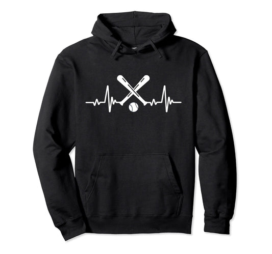 Baseball Heartbeat Baseball Players And Fans Hoodie - Unique Graphic Unisex - T-Shirt, Sweatshirt, Hoodie