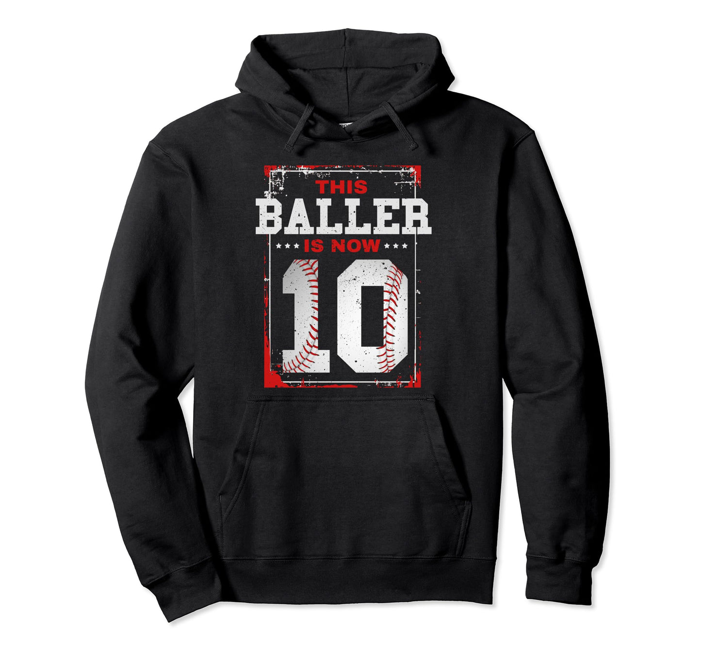 This Baller Is Now 10 Baseball Birthday Hoodie - Custom Art Print Unisex - T-Shirt, Sweatshirt, Hoodie