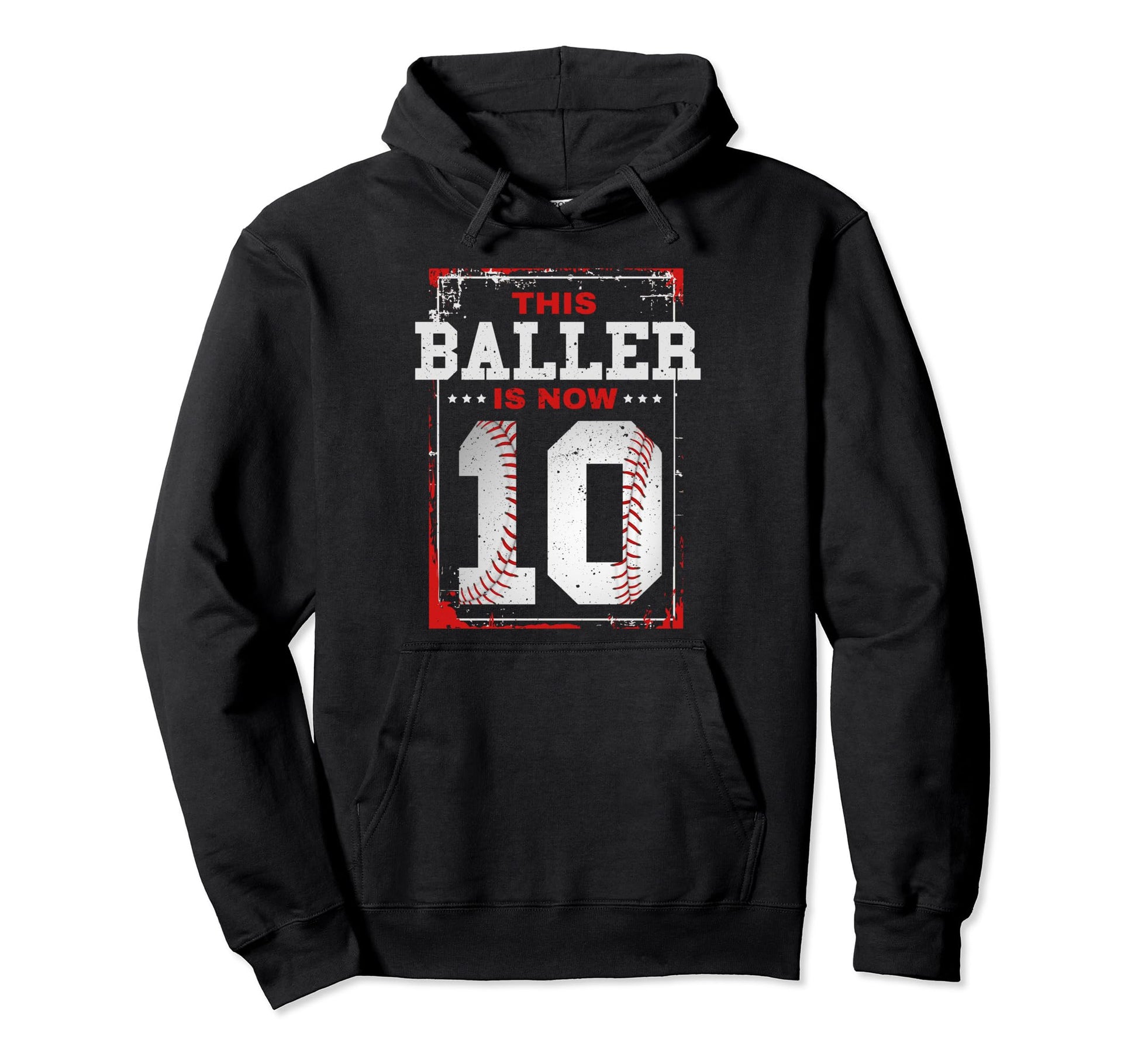 This Baller Is Now 10 Baseball Birthday Hoodie - Custom Art Print Unisex - T-Shirt, Sweatshirt, Hoodie