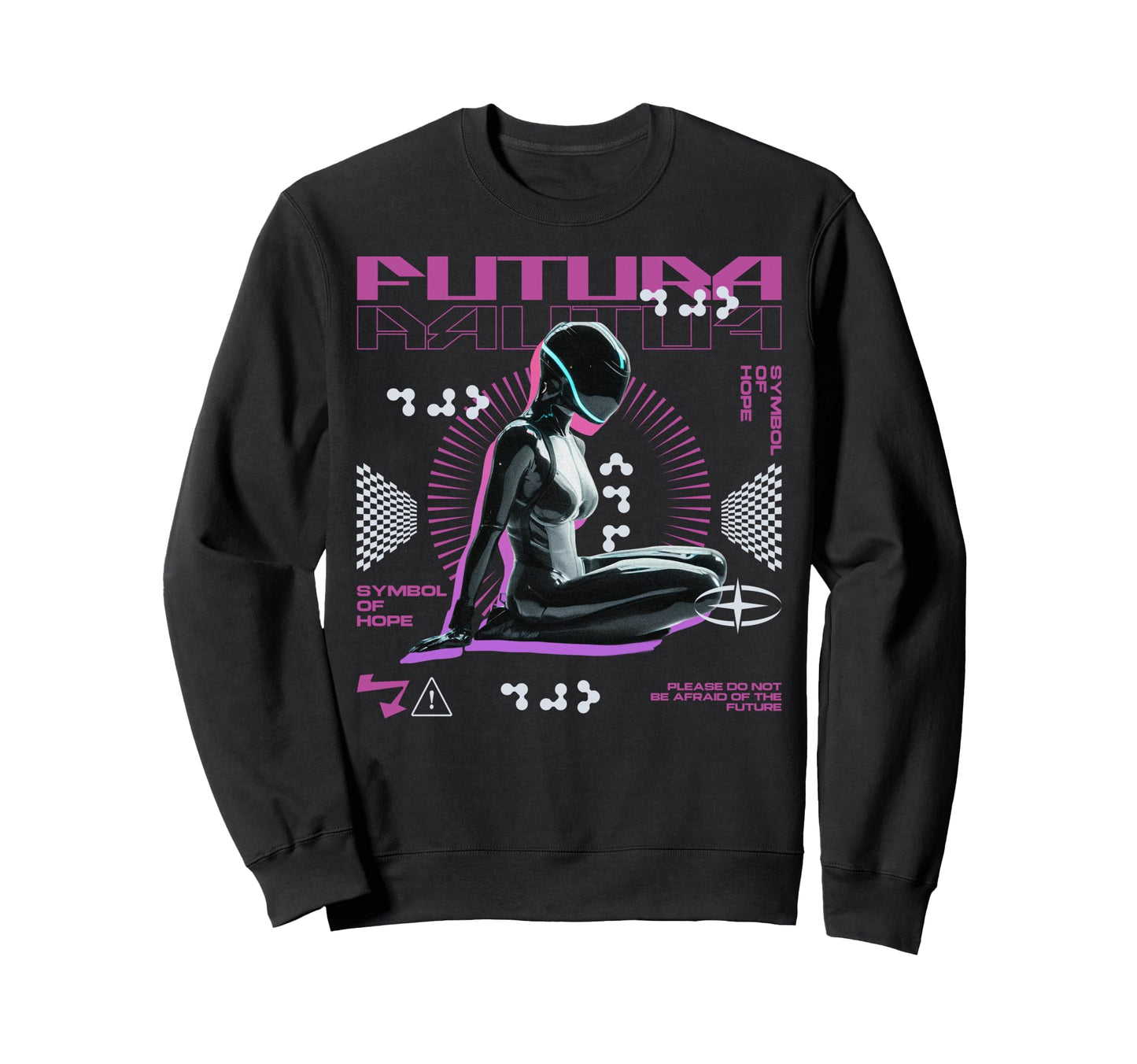 Y2K Robot Bold Urban Graffiti Sweatshirt - Minimalist Print for Adults - T-Shirt, Sweatshirt, Hoodie