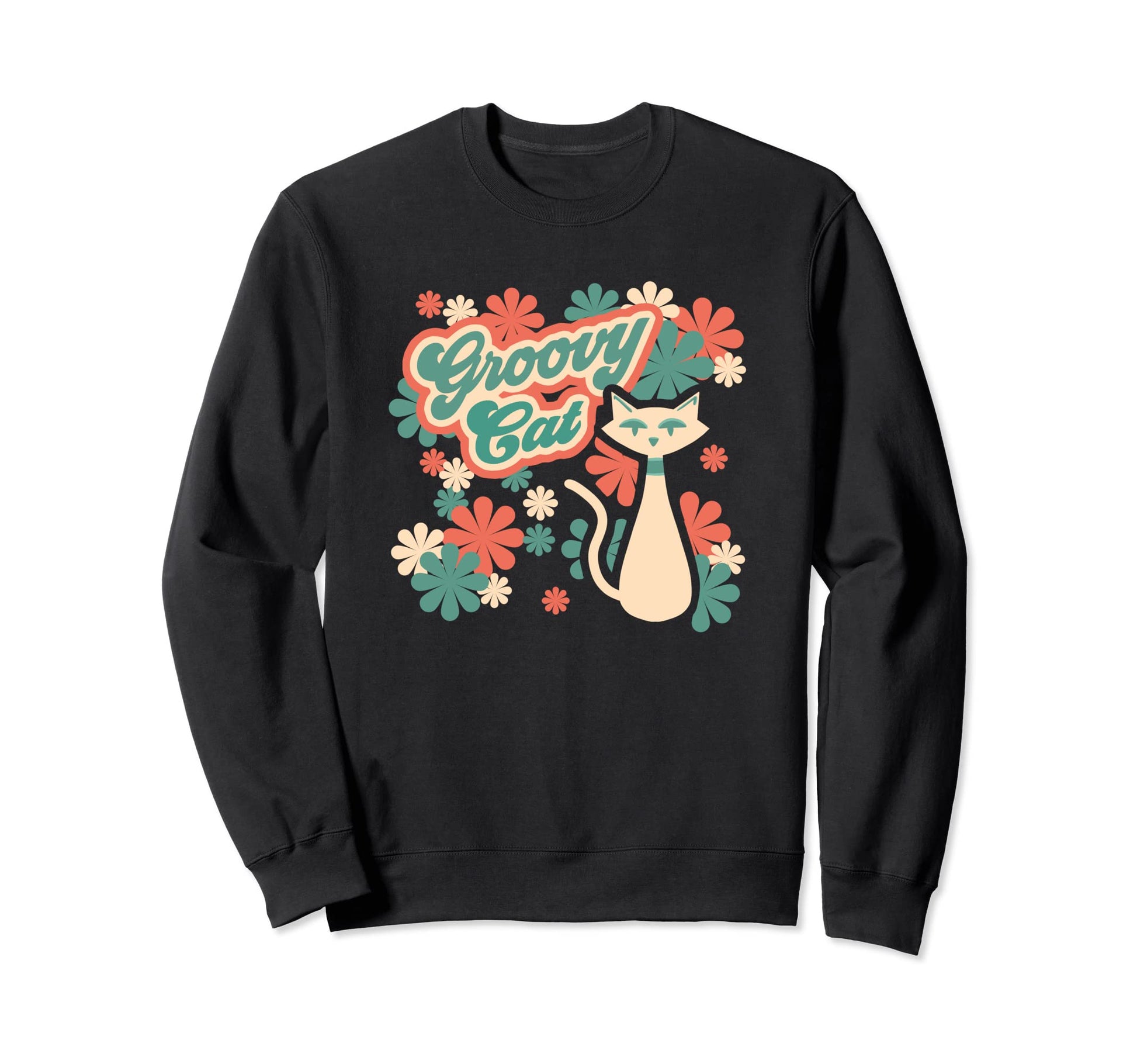 Groovy Funky Cat Psychedelic 60S Sweatshirt - Unique Graphic Men Women - T-Shirt, Sweatshirt, Hoodie
