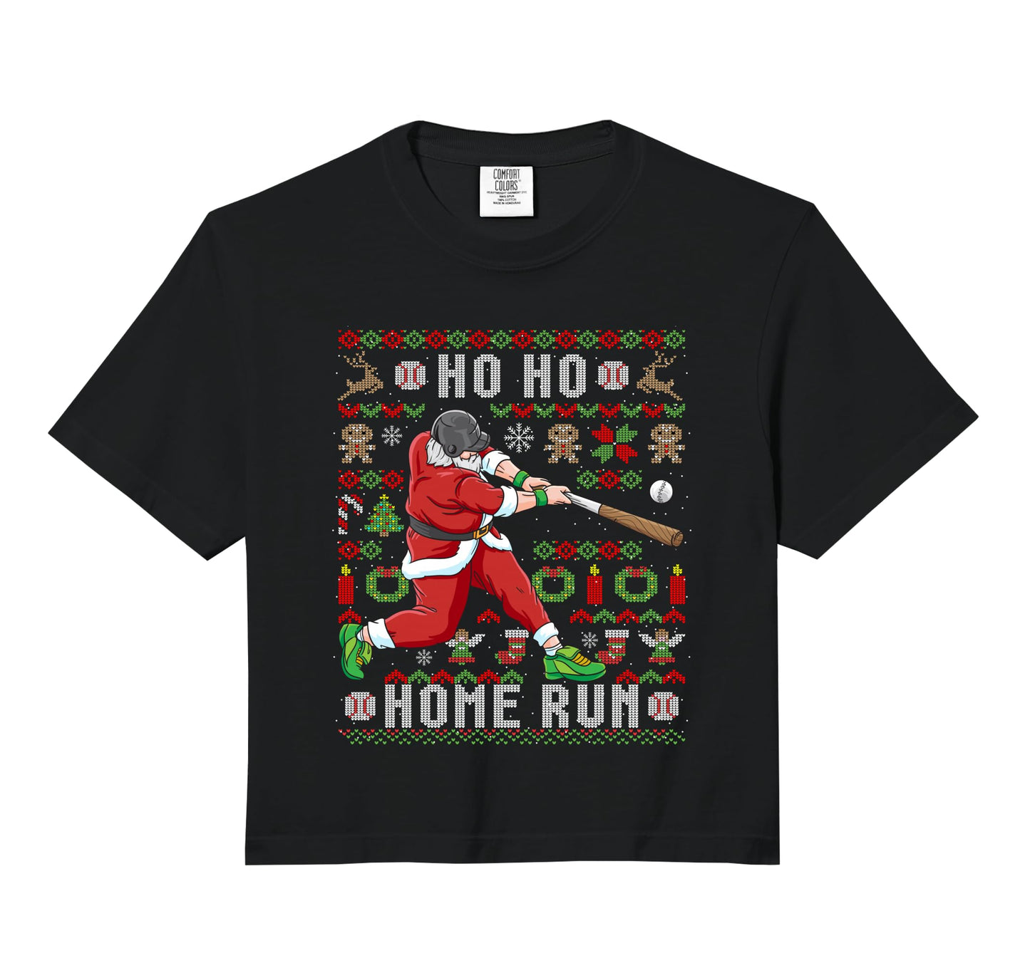 Ugly Baseball Ho Ho Home Run Funny T-Shirt - Trendy Graphic for Adults - T-Shirt, Sweatshirt, Hoodie