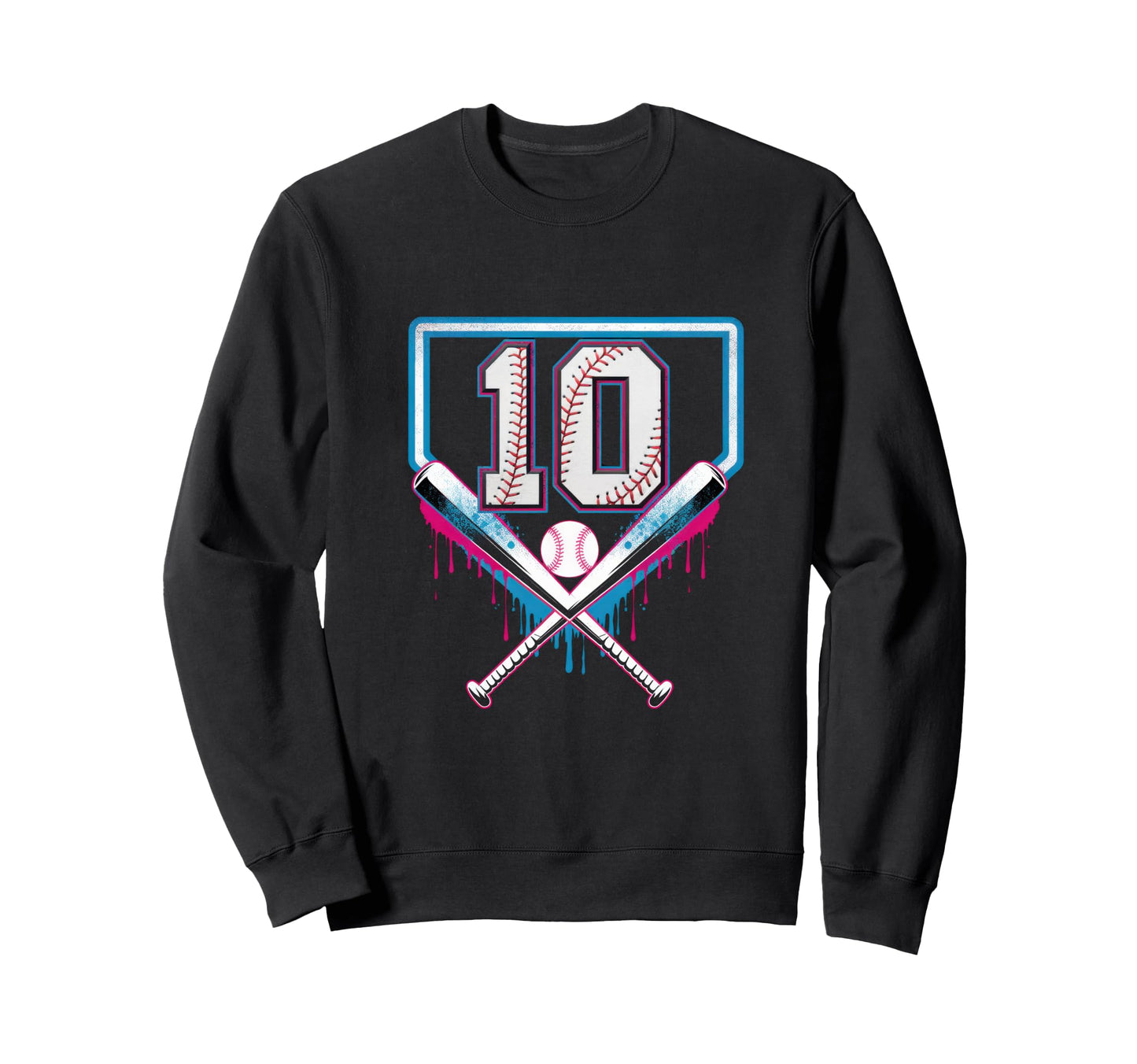 10Th Birthday Baseball Home Ice Cream Sweatshirt - Graphic Print Men Women - T-Shirt, Sweatshirt, Hoodie