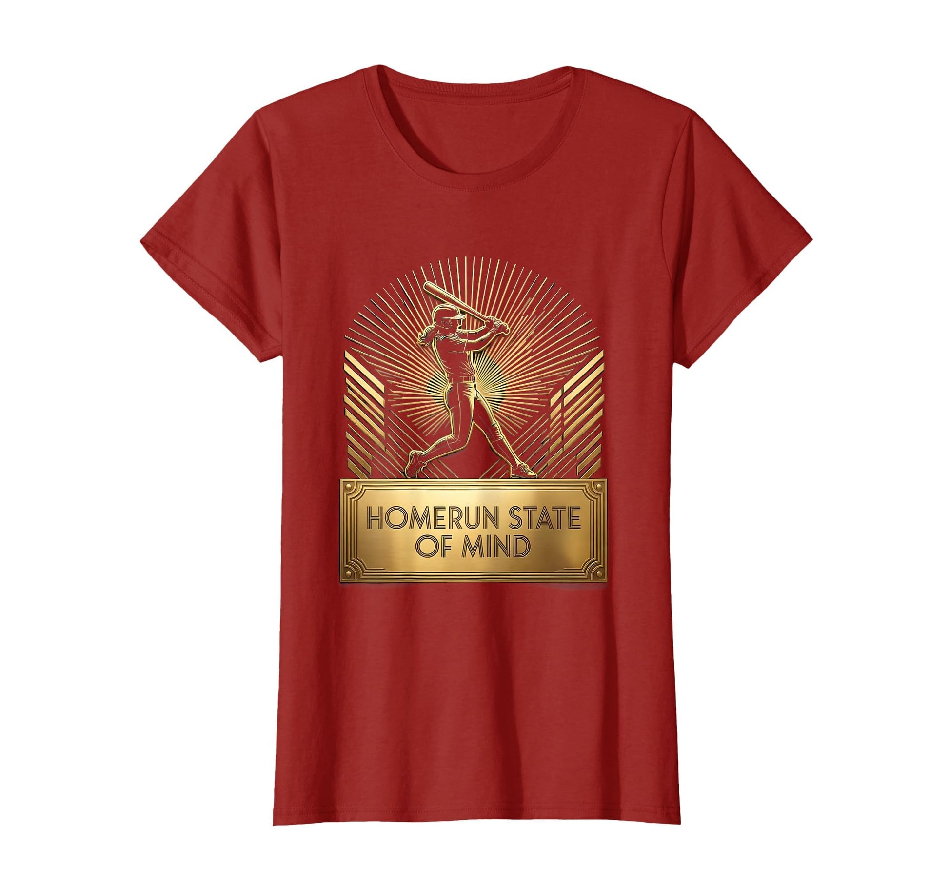Homerun State Mind Womens Baseball T-Shirt - Custom Art Print for Adults - T-Shirt, Sweatshirt, Hoodie