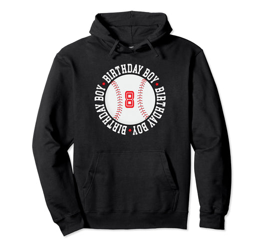 Baseball 8 Year Old 8Th Birthday Hoodie - Trendy Graphic for Adults - T-Shirt, Sweatshirt, Hoodie