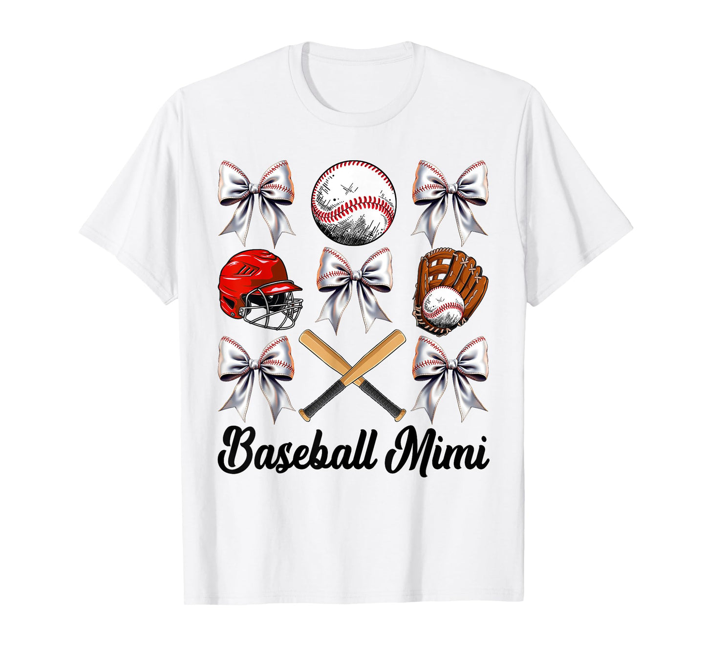 Baseball Mimi Bow Baseball Mom T-Shirt - Minimalist Print for Adults - T-Shirt, Sweatshirt, Hoodie