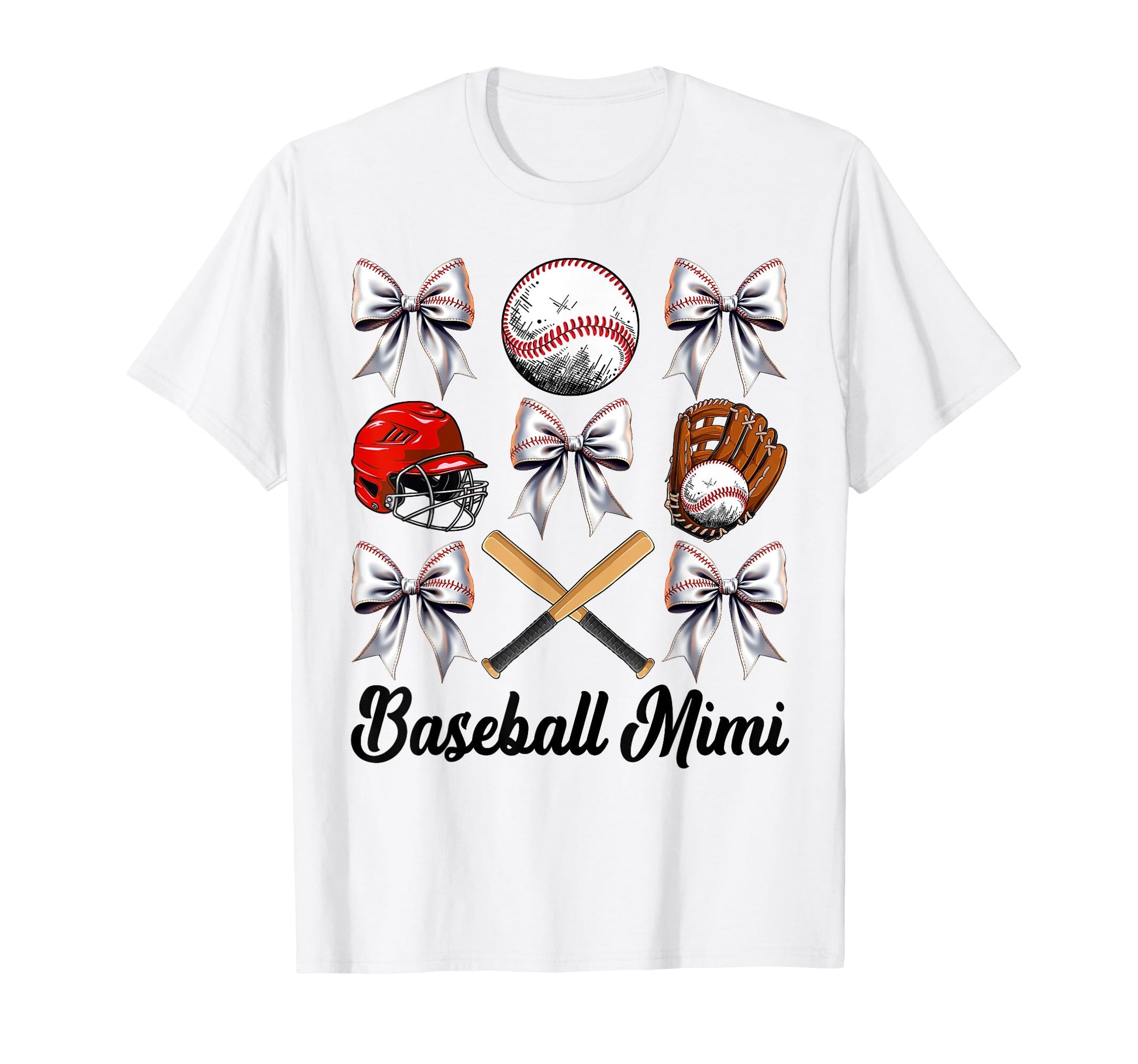 Baseball Mimi Bow Baseball Mom T-Shirt - Minimalist Print for Adults - T-Shirt, Sweatshirt, Hoodie