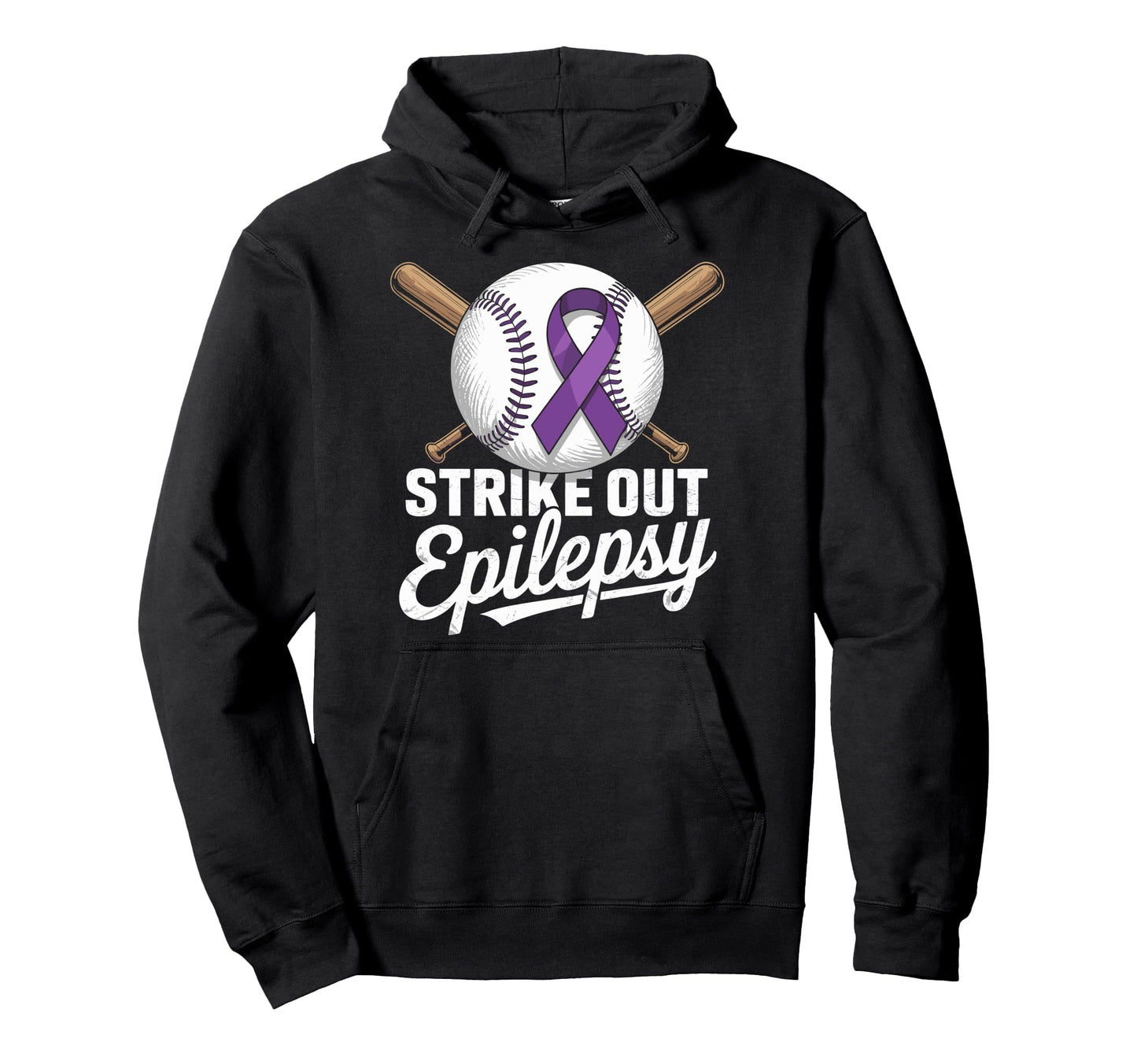 Strike Out Epilepsy Purple Baseball Hoodie - Aesthetic Graphic Unisex - T-Shirt, Sweatshirt, Hoodie