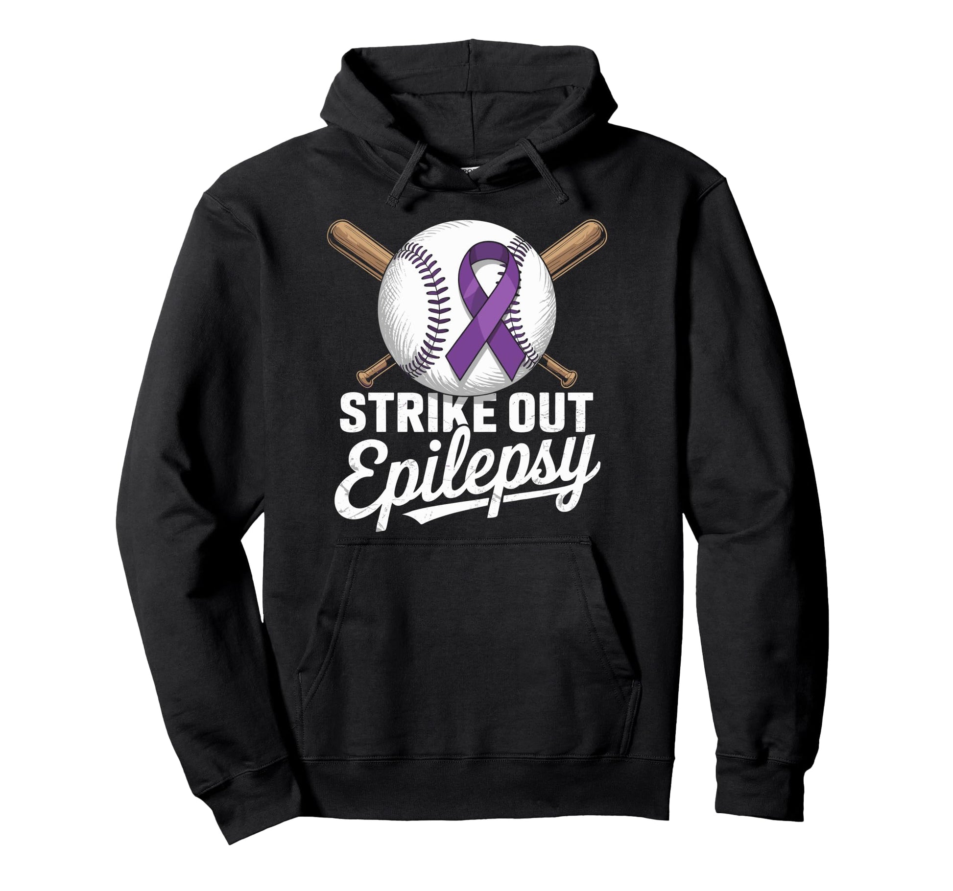 Strike Out Epilepsy Purple Baseball Hoodie - Aesthetic Graphic Unisex - T-Shirt, Sweatshirt, Hoodie