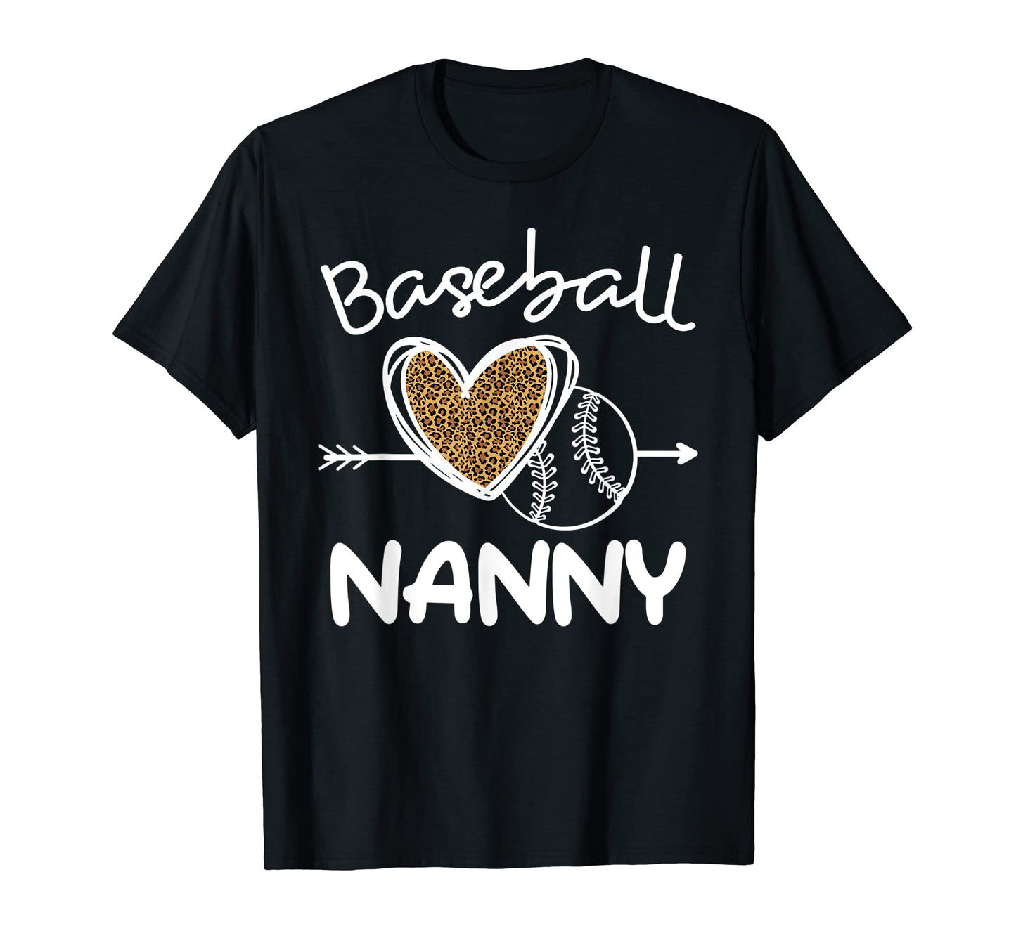 Baseball Nanny Leopard Heart Family T-Shirt - Trendy Graphic for Adults - T-Shirt, Sweatshirt, Hoodie
