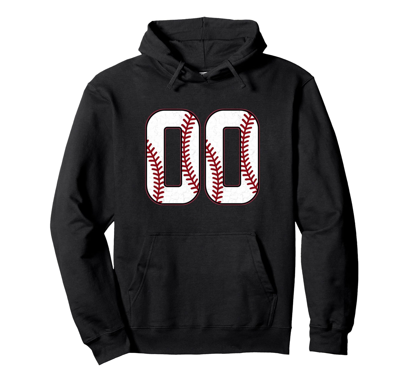 Distressed Baseball Jersey Number 00 Hoodie - Fun Novelty Design Men Women - T-Shirt, Sweatshirt, Hoodie
