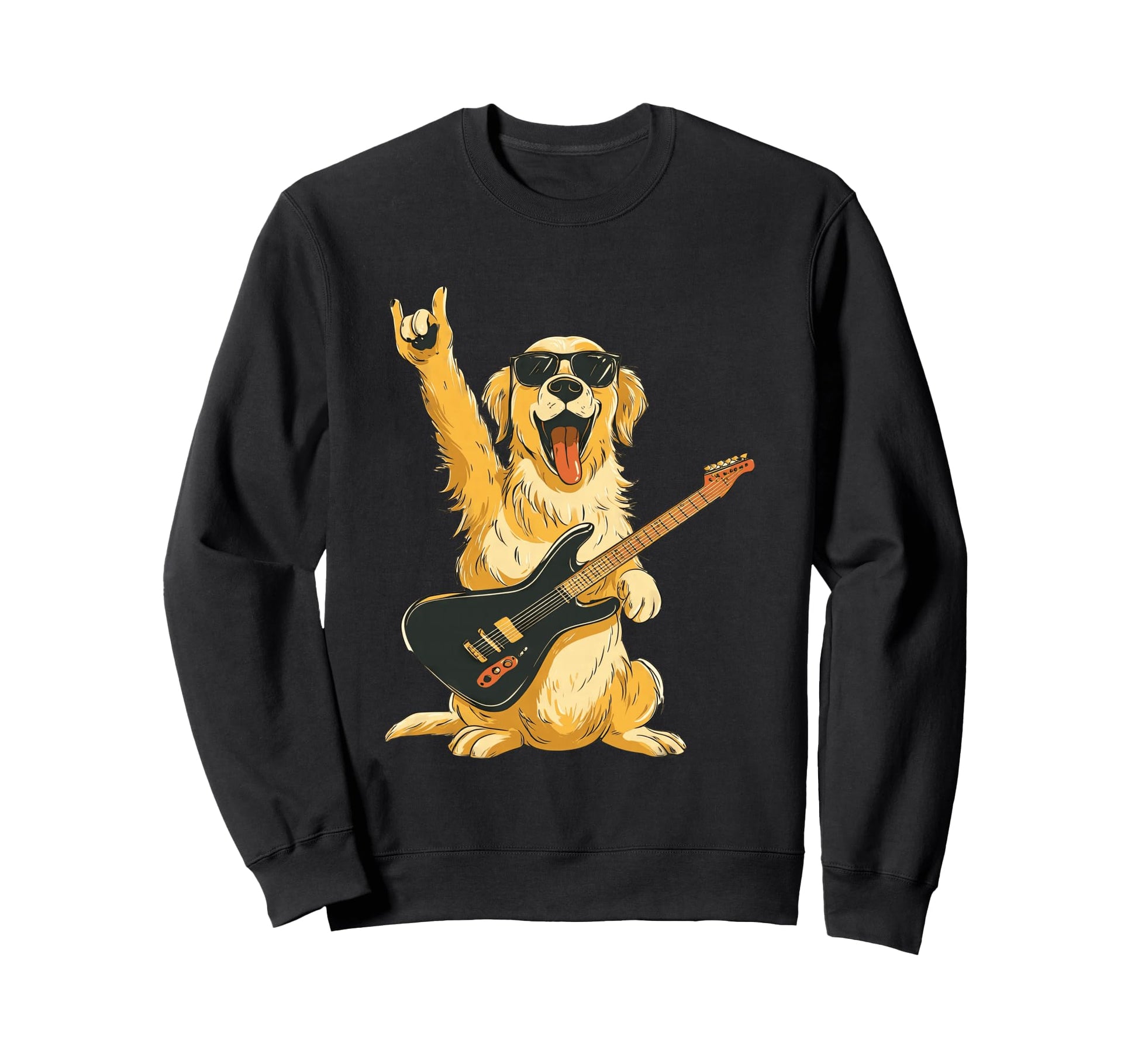Rock Dog Golden Retriever Music Sweatshirt - Fun Novelty Design Men Women - T-Shirt, Sweatshirt, Hoodie