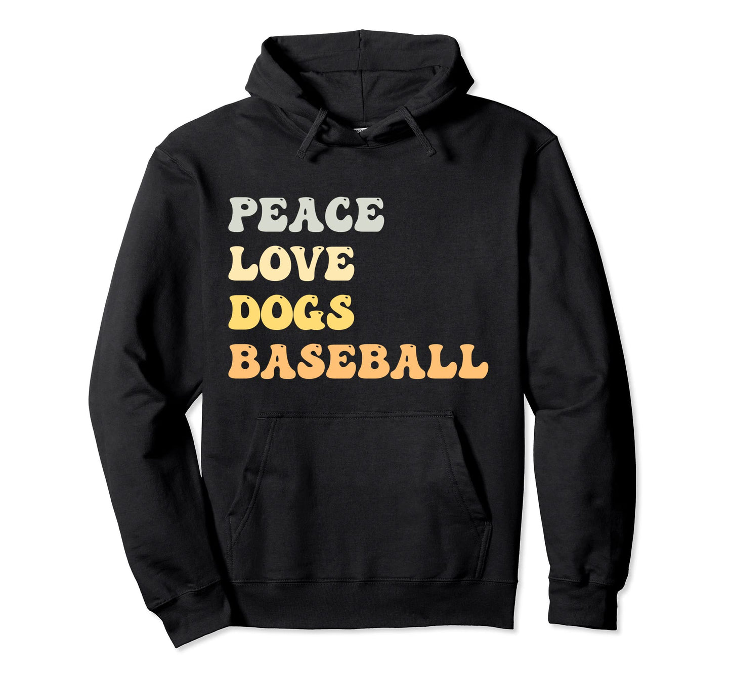 Peace Love Dogs Baseball Funny Hoodie - Trendy Graphic Men Women - T-Shirt, Sweatshirt, Hoodie